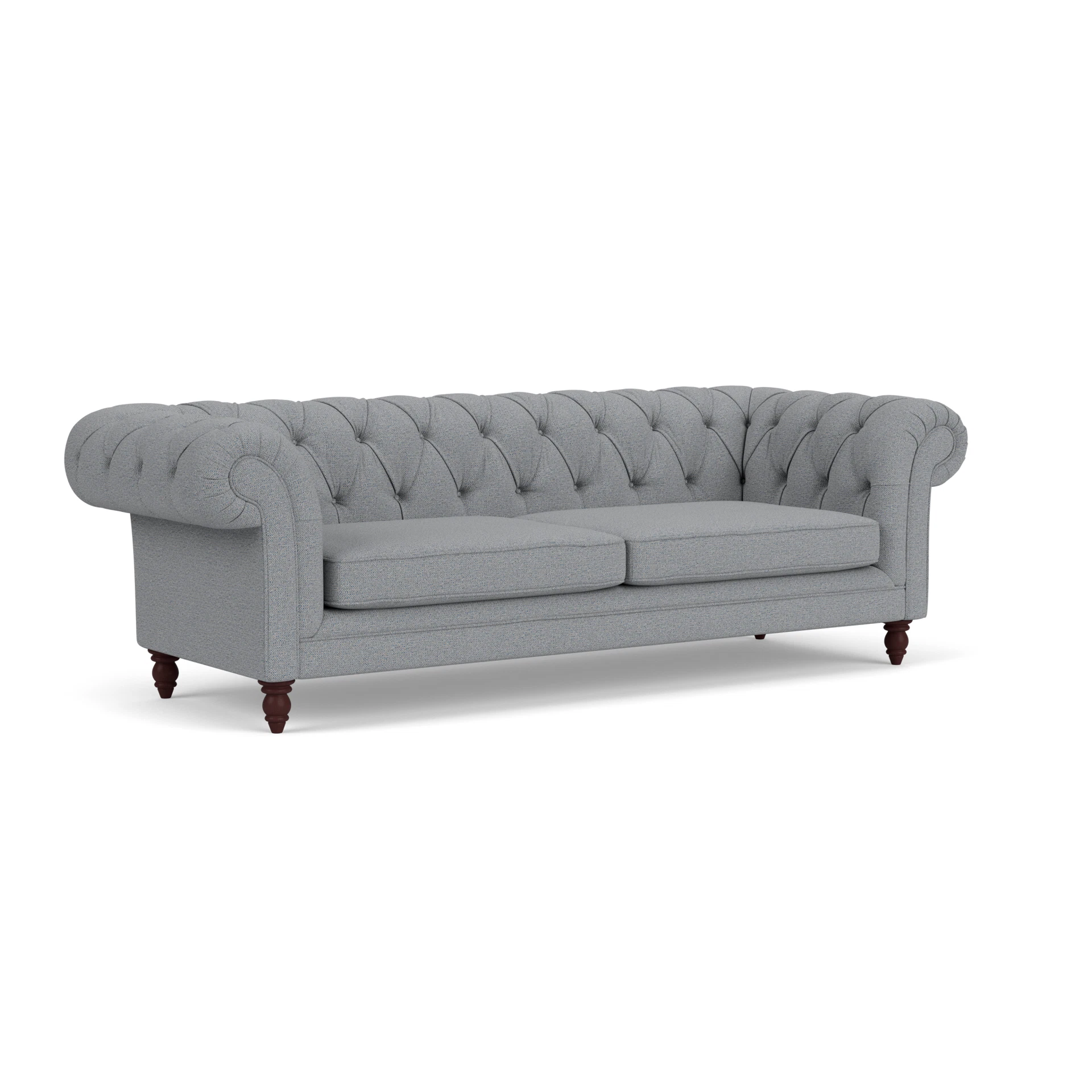 Harris Chesterfield 3 Seater Sofa in House Weave - Blue Marl with Light legs