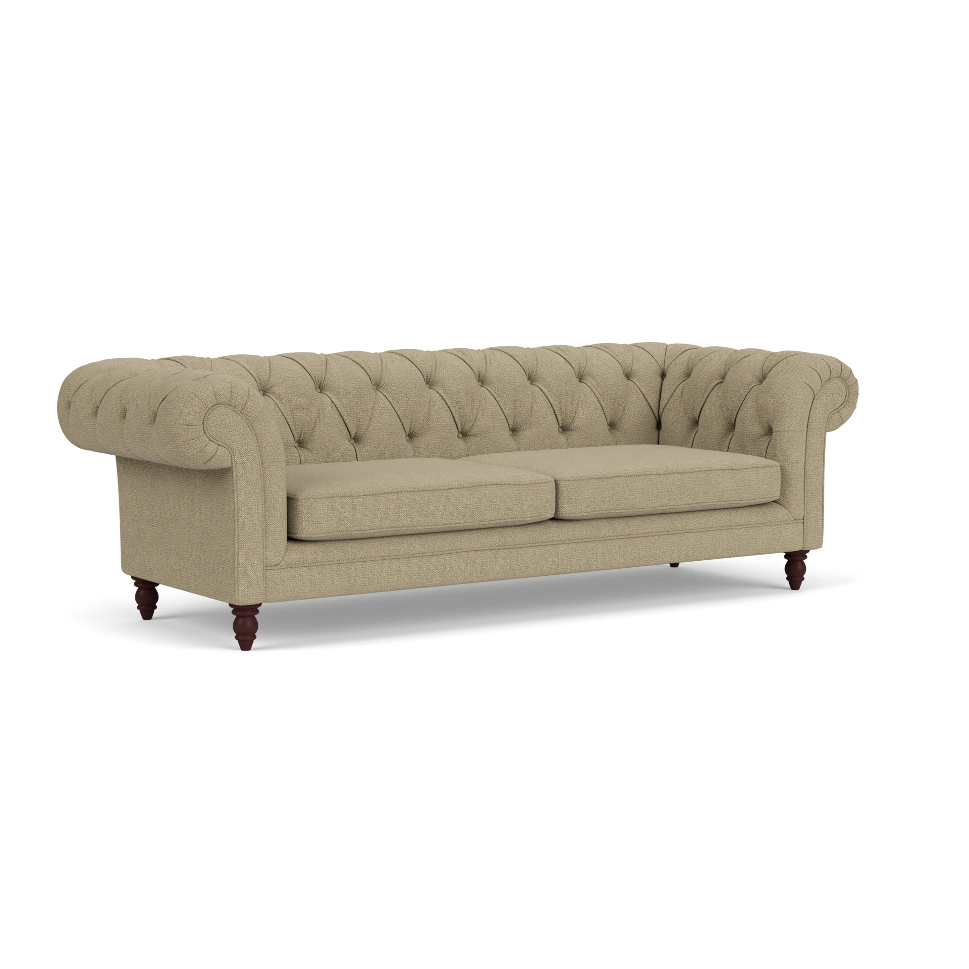 Harris Chesterfield 3 Seater Sofa in House Weave - Green Marl with Light legs
