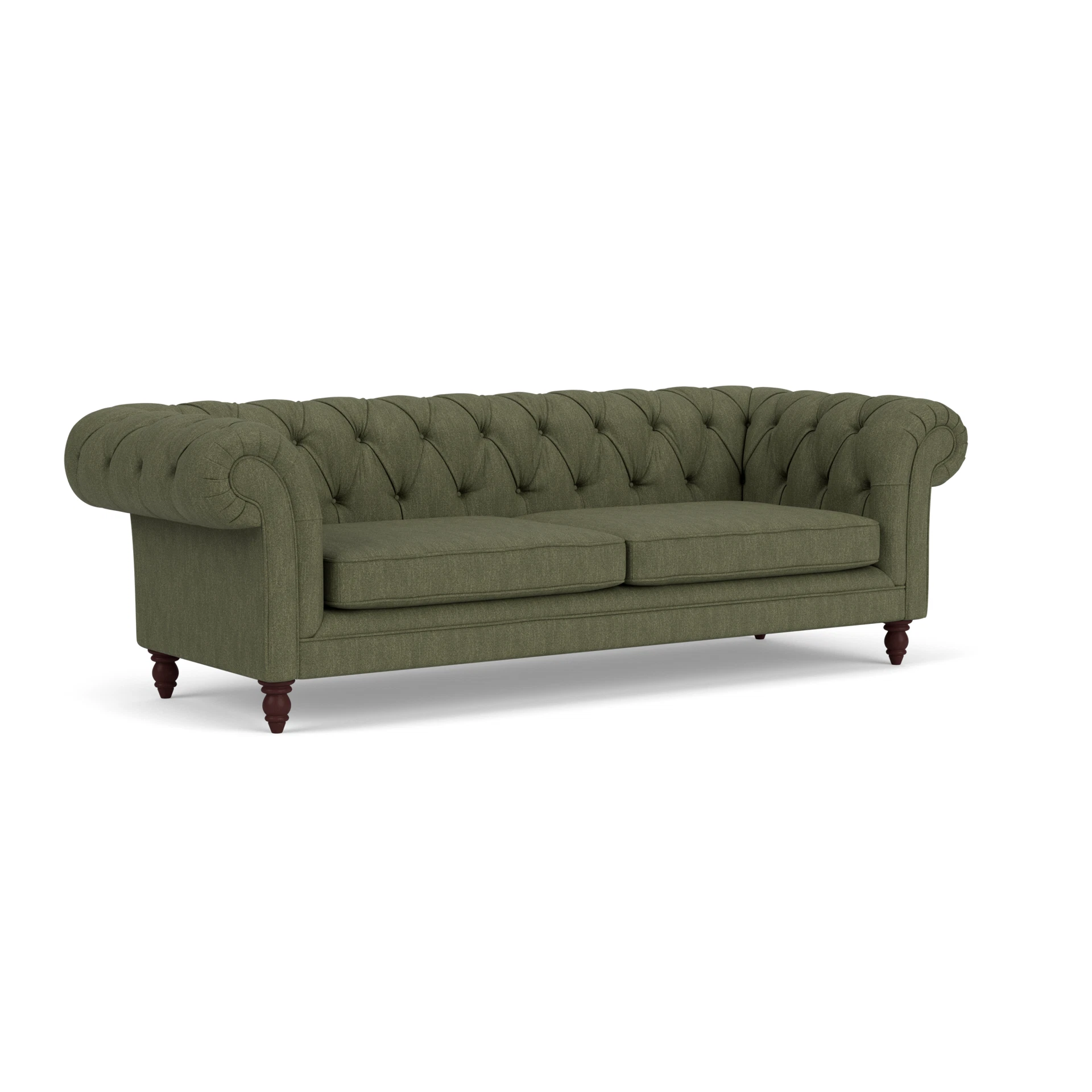 Harris Chesterfield 3 Seater Sofa in Luxury Italian Linen - Fern with Light legs