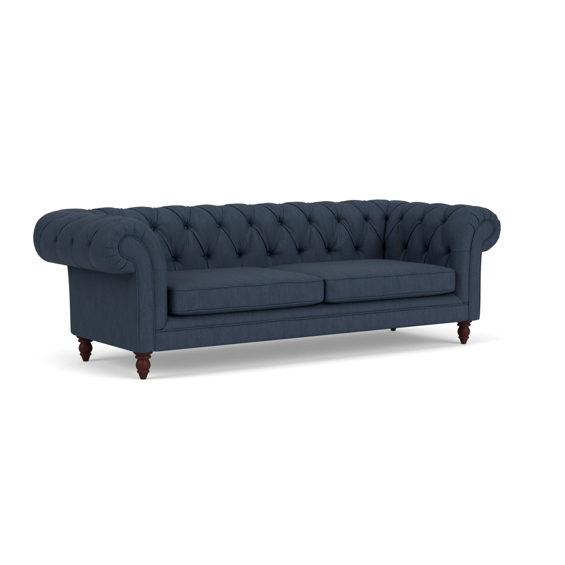 Harris Chesterfield 3 Seater Sofa in Luxury Italian Linen - Indigo with Light legs