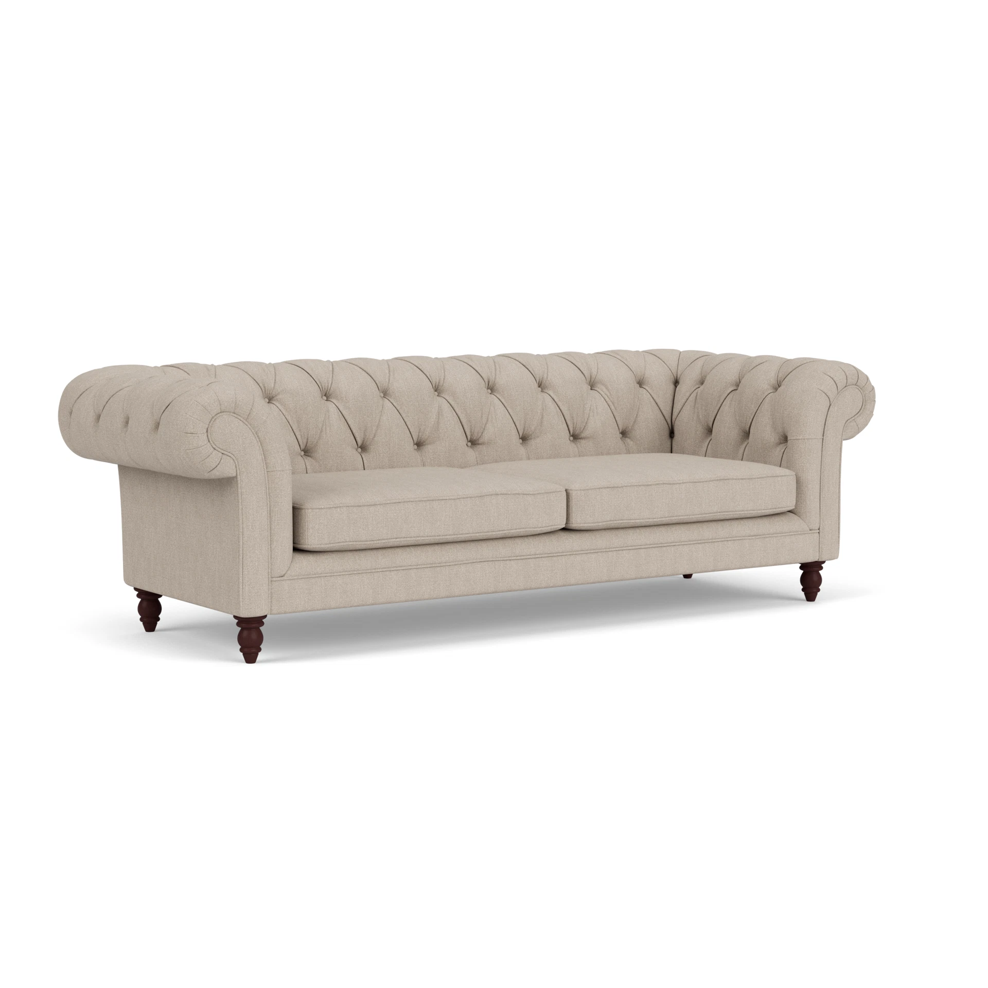 Harris Chesterfield 3 Seater Sofa in Luxury Italian Linen - Natural with Light legs