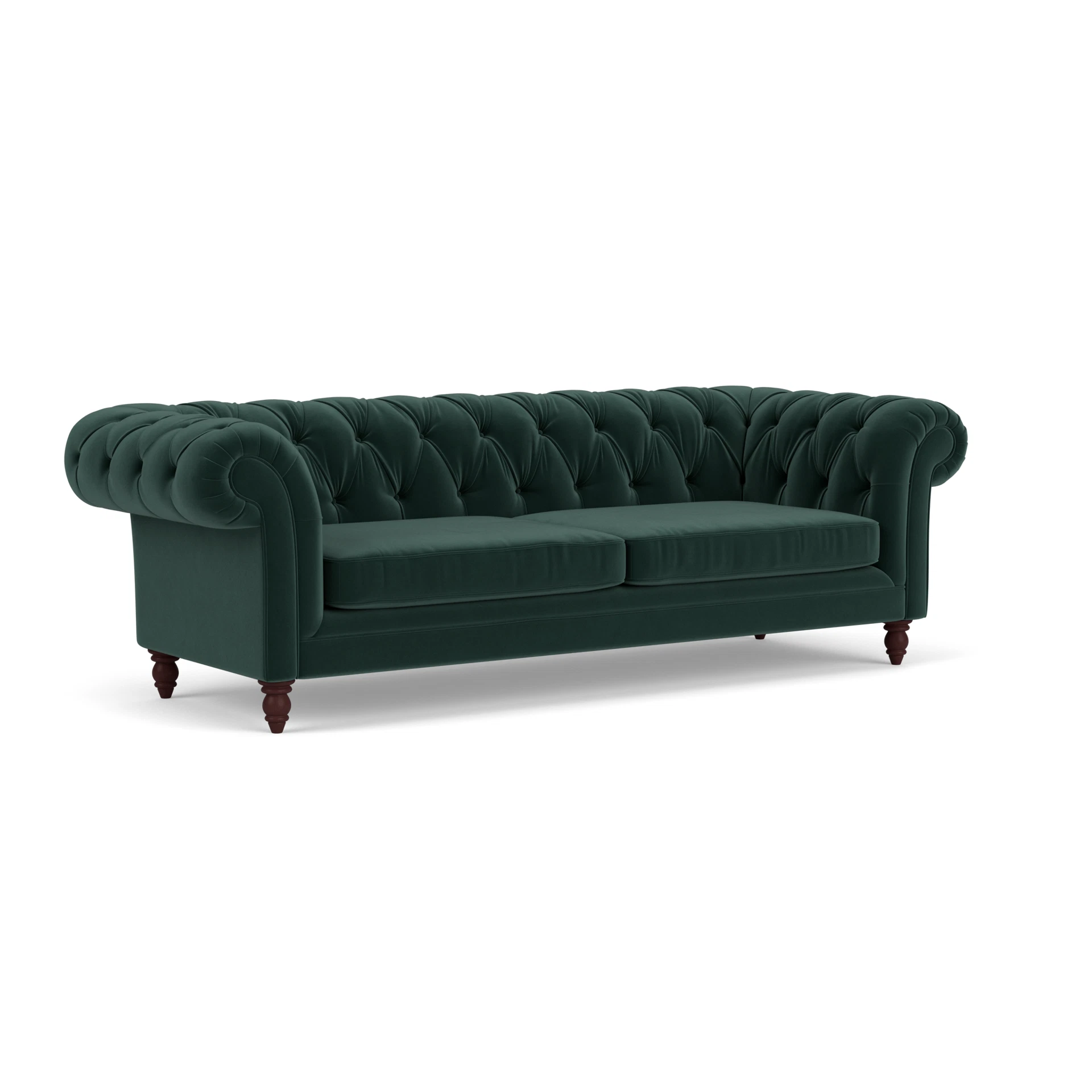 Harris Chesterfield 3 Seater Sofa in Matt Velvet - Lake with Light legs