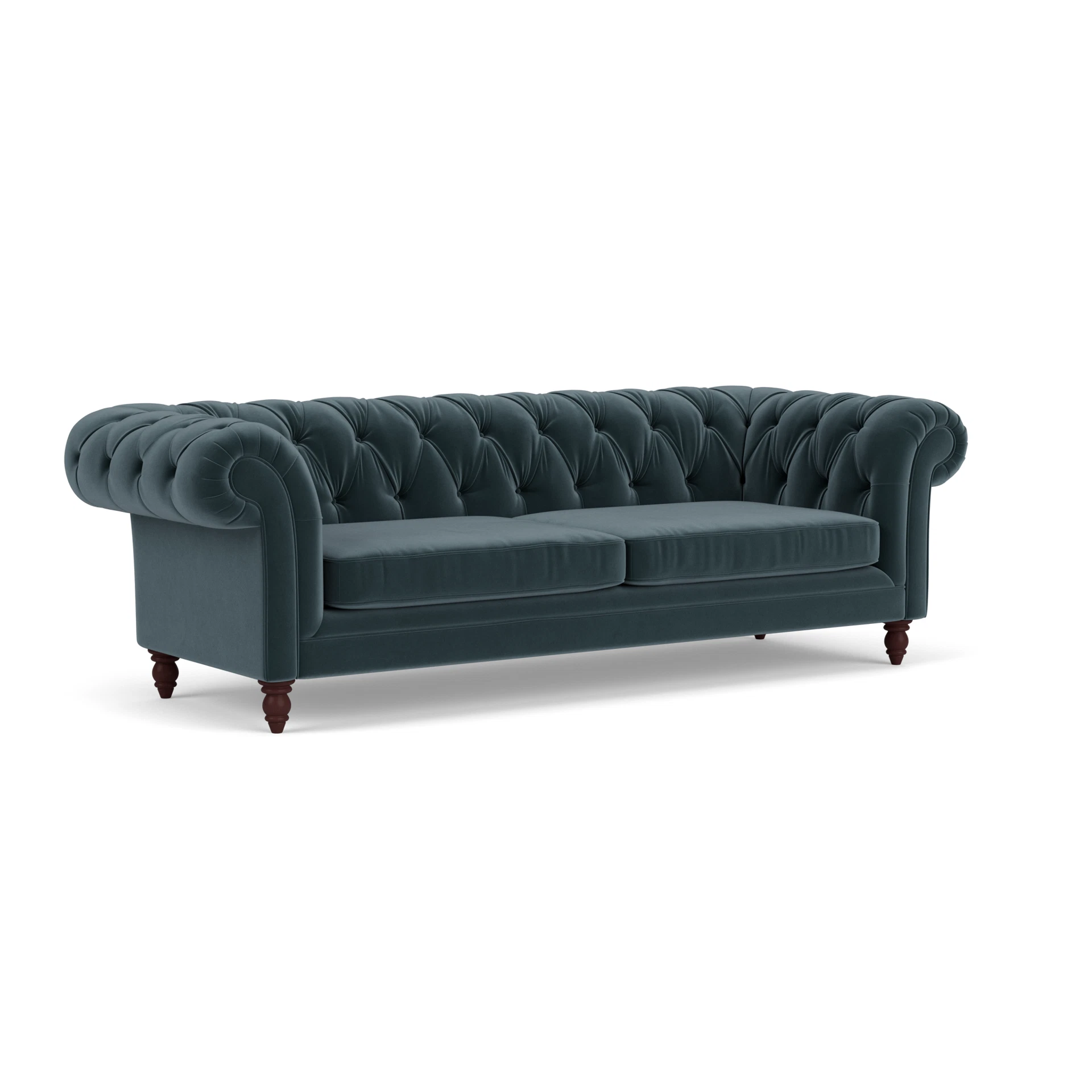 Harris Chesterfield 3 Seater Sofa in Matt Velvet - Night Sky with Light legs