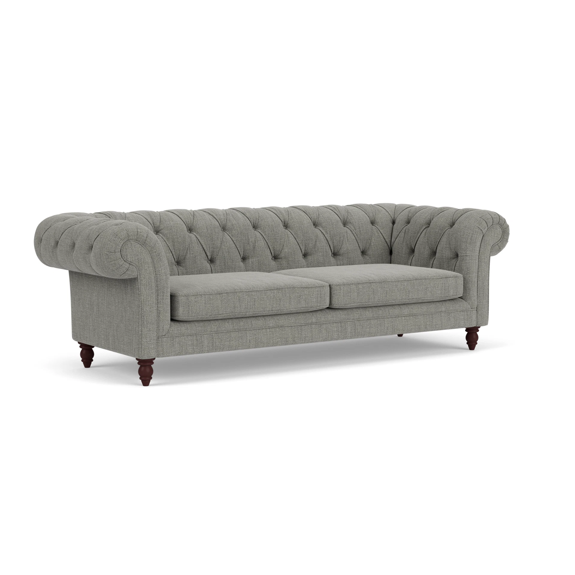 Harris Chesterfield 3 Seater Sofa in Rustic Weave - Grey Marl with Light legs