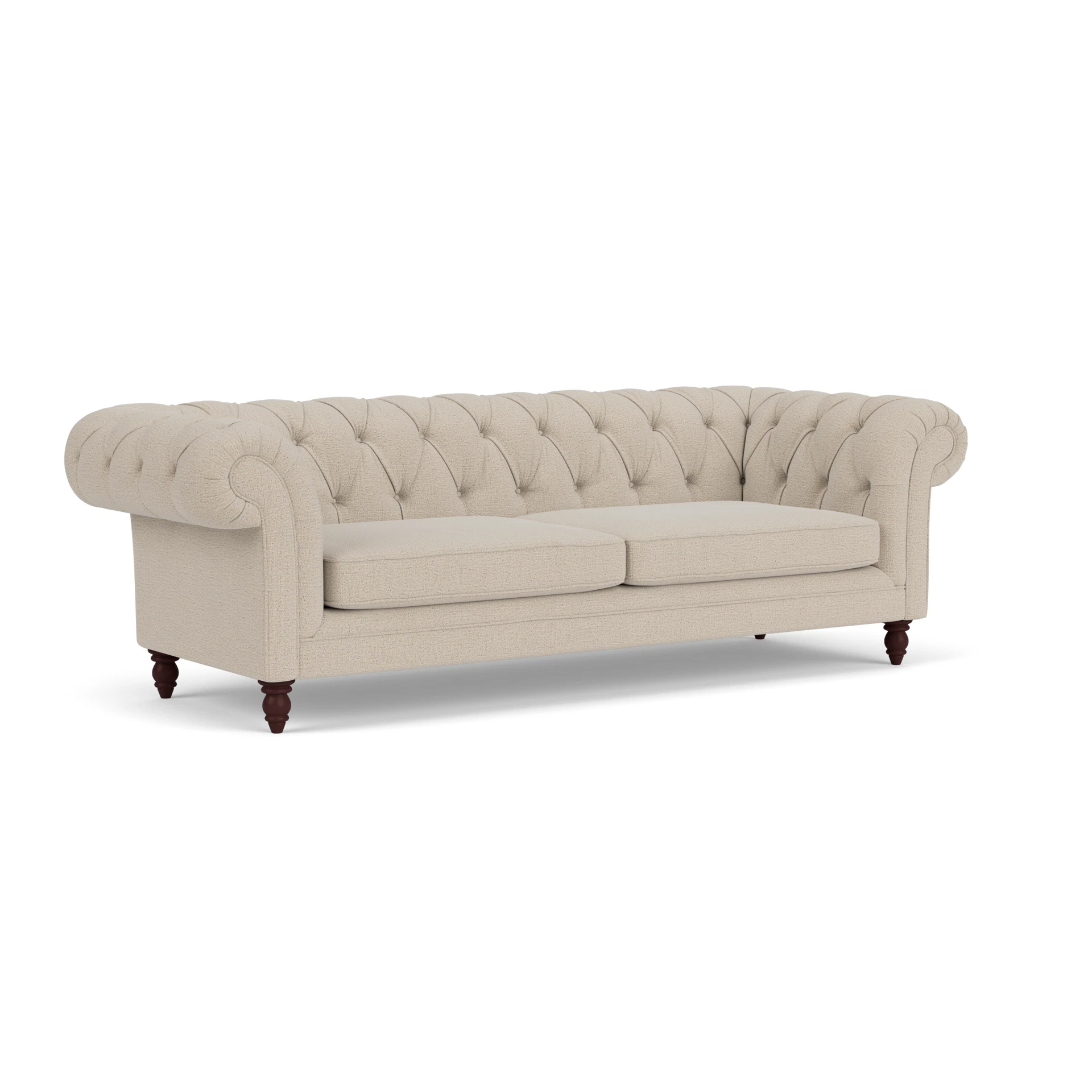 Harris Chesterfield 3 Seater Sofa in Rustic Weave - Natural with Light legs