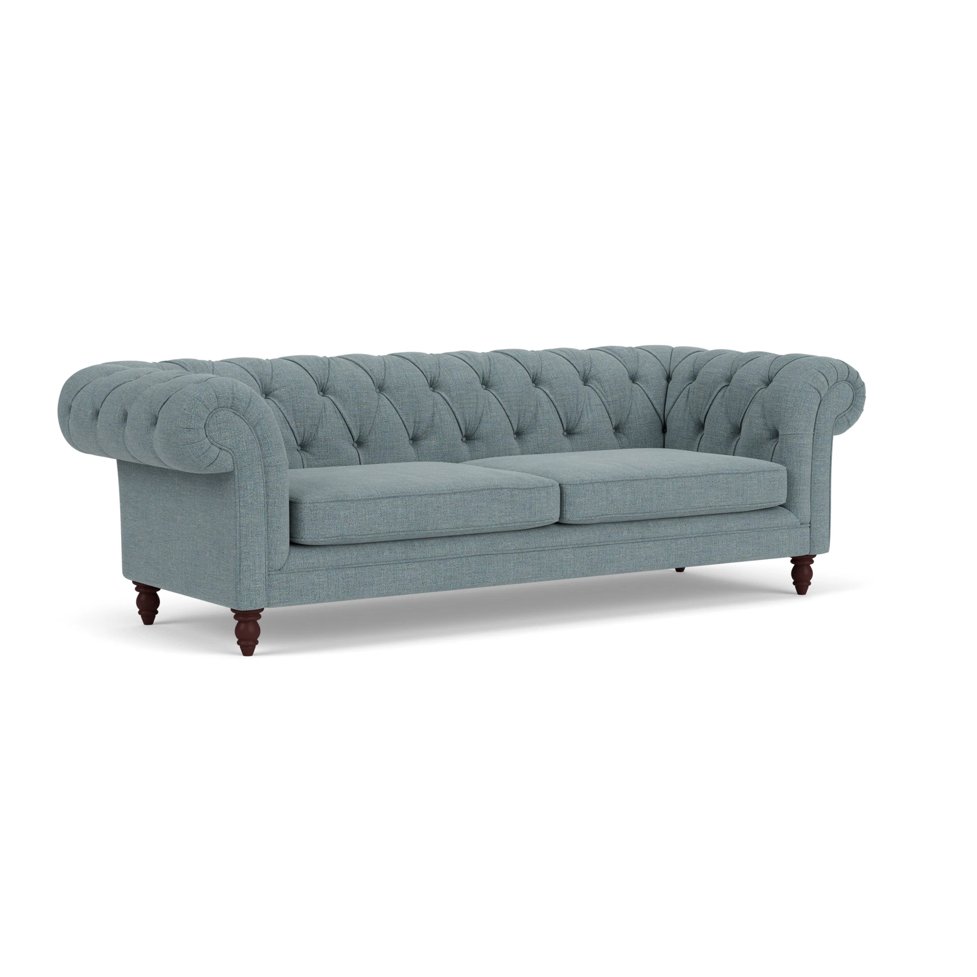 Harris Chesterfield 3 Seater Sofa in Rustic Weave - Teal Marl with Light legs
