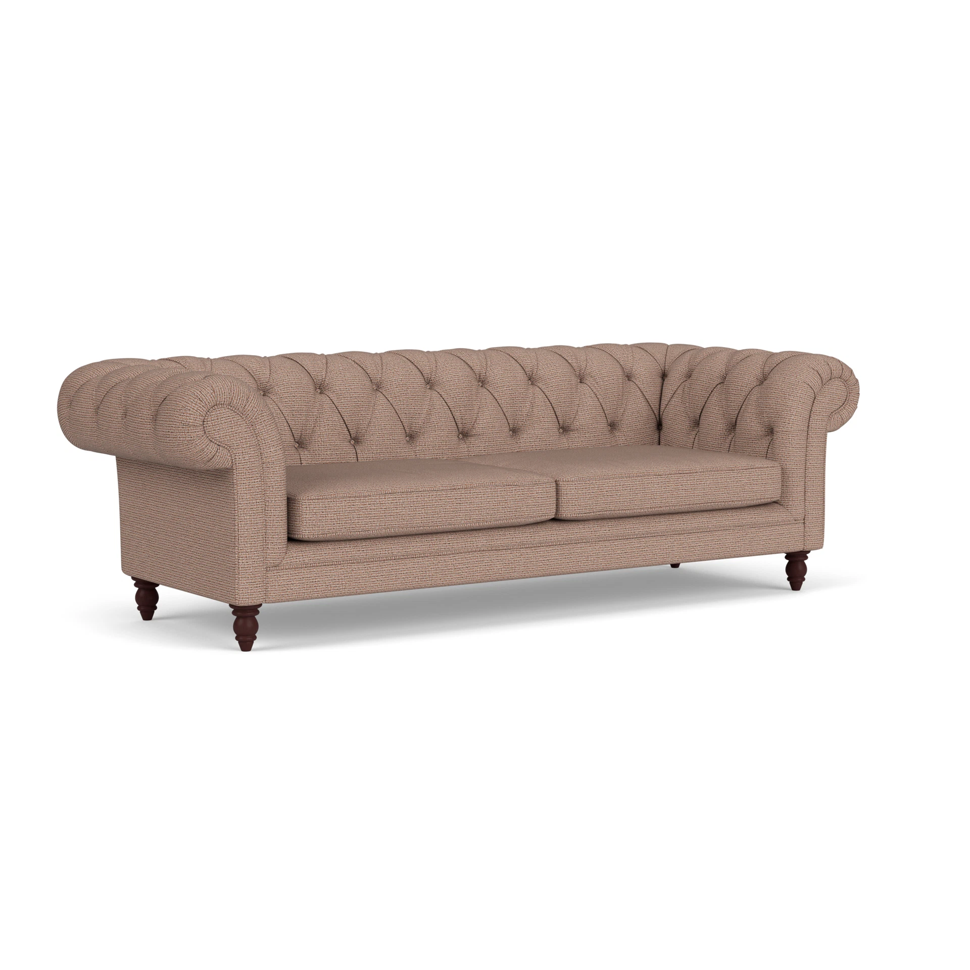 Harris Chesterfield 3 Seater Sofa in Textured Weave - Autumn Mix with Light legs