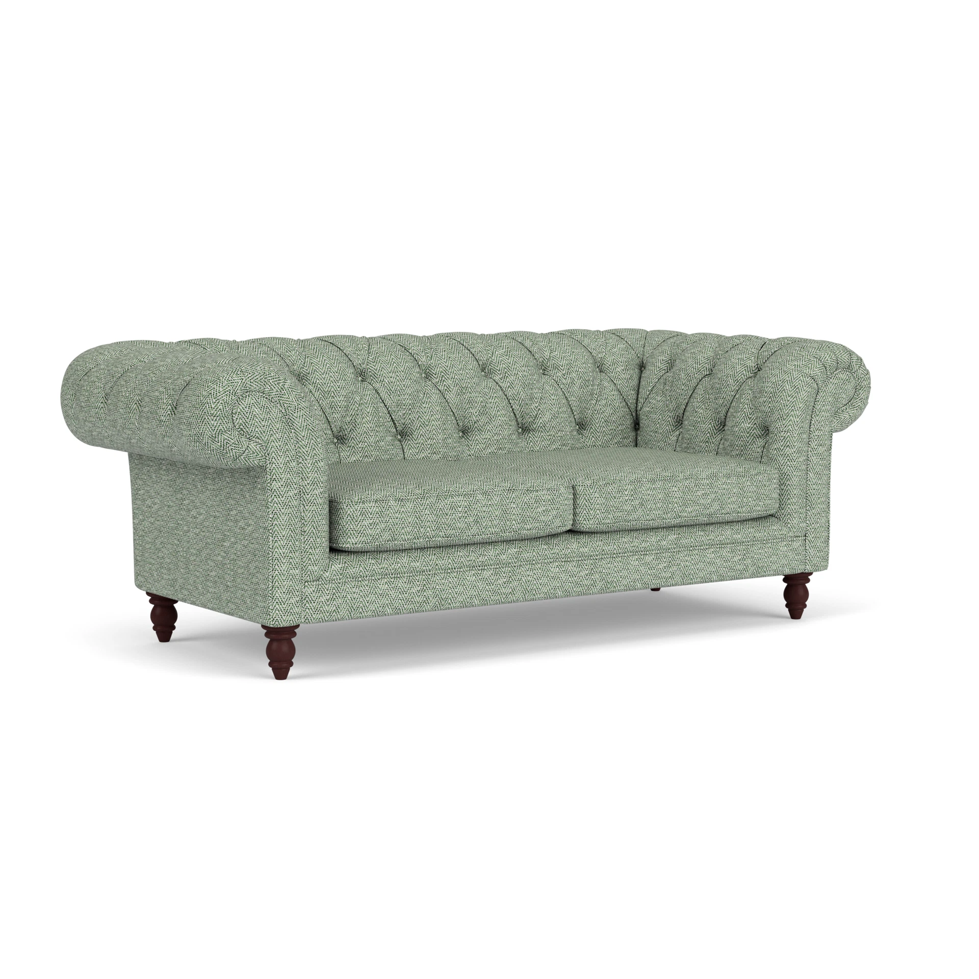 Harris Chesterfield Large 2 Seater Sofa in Herringbone Weave - Lake with Light legs
