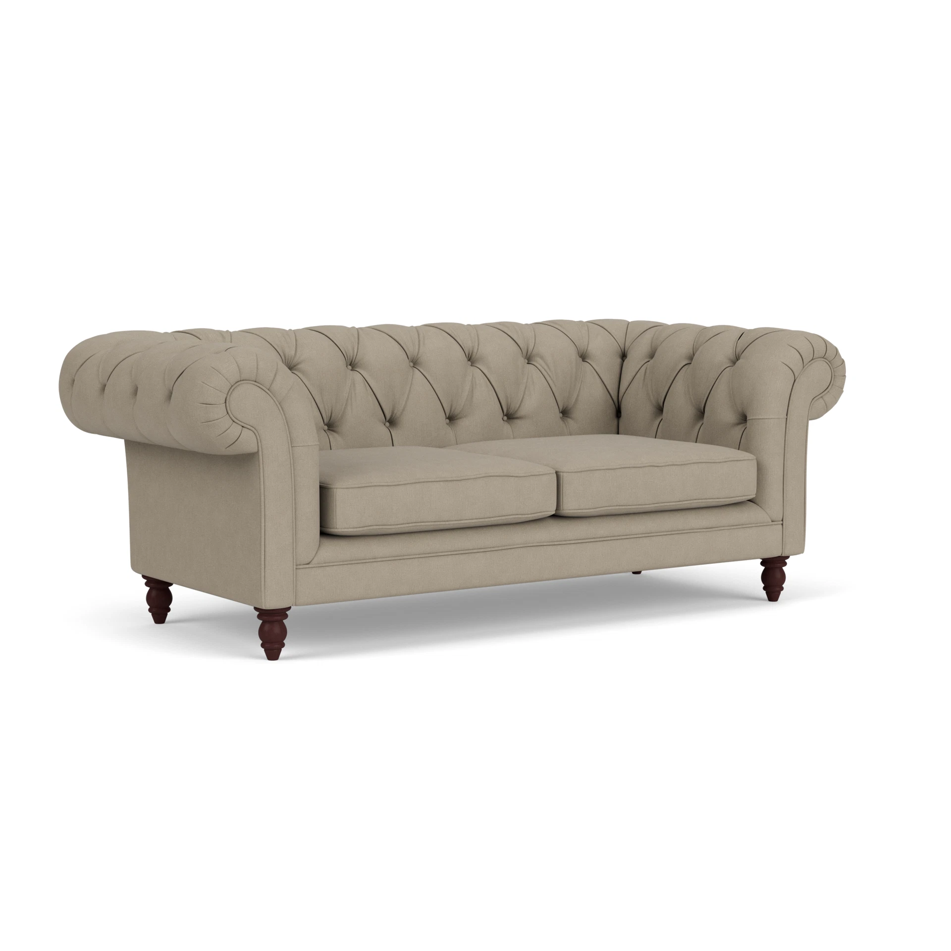 Harris Chesterfield Large 2 Seater Sofa in House Linen Mix - Dove Grey with Light legs