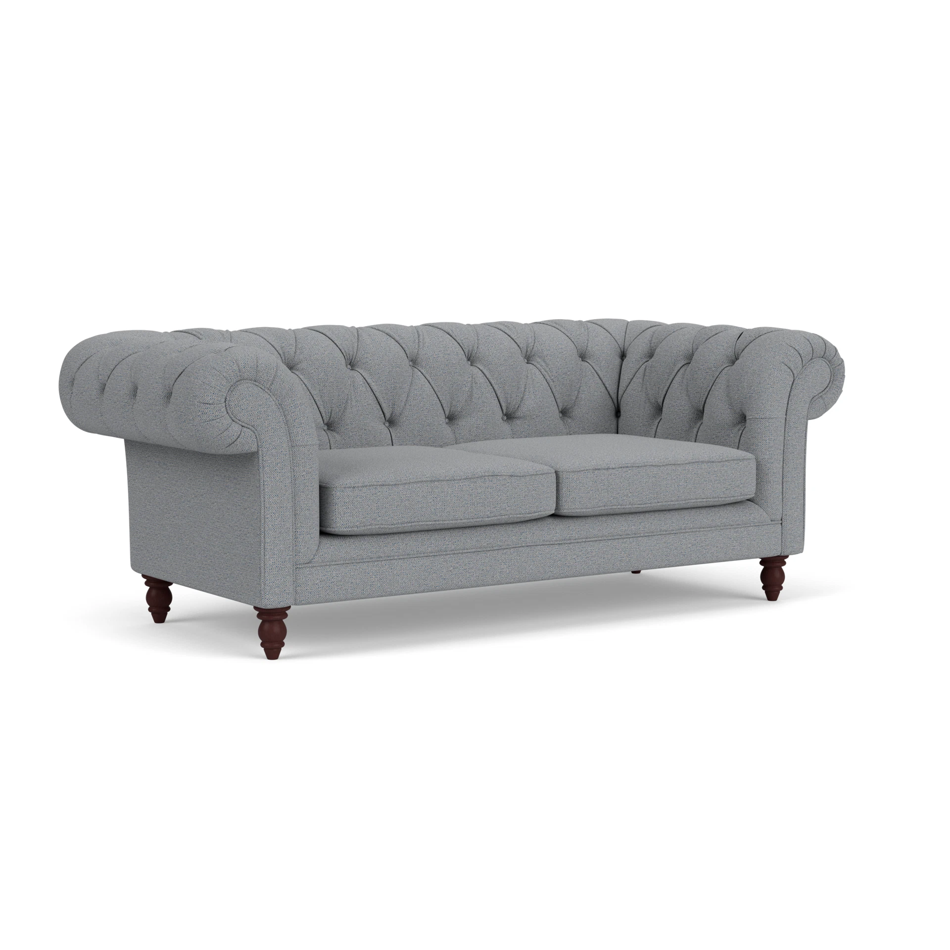 Harris Chesterfield Large 2 Seater Sofa in House Weave - Blue Marl with Light legs
