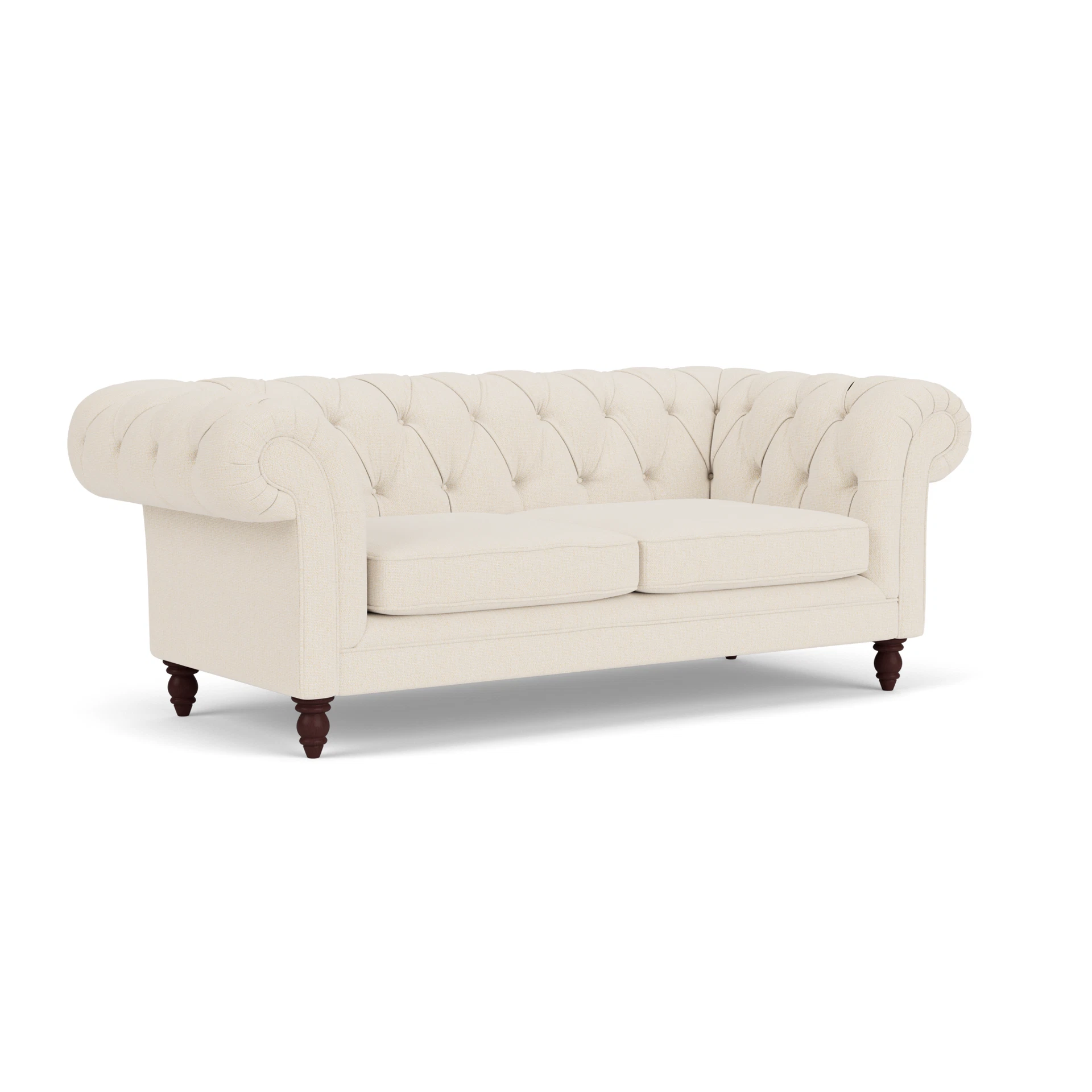 Harris Chesterfield Large 2 Seater Sofa in House Weave - Cream with Light legs