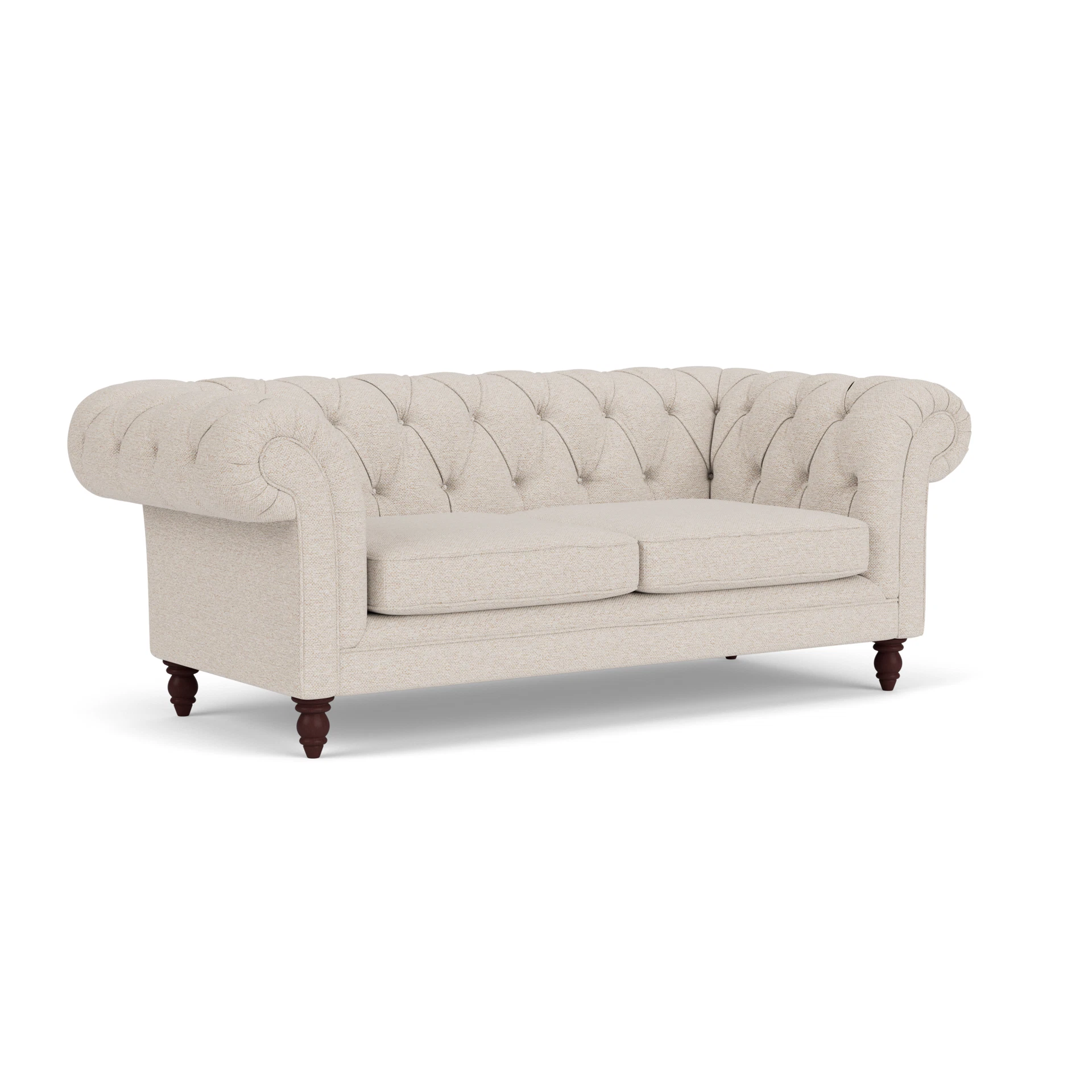 Harris Chesterfield Large 2 Seater Sofa in House Weave - Natural with Light legs