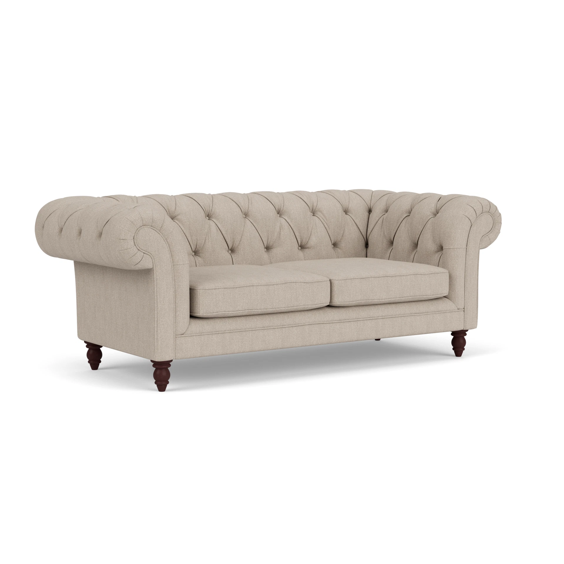 Harris Chesterfield Large 2 Seater Sofa in Luxury Italian Linen - Natural with Light legs