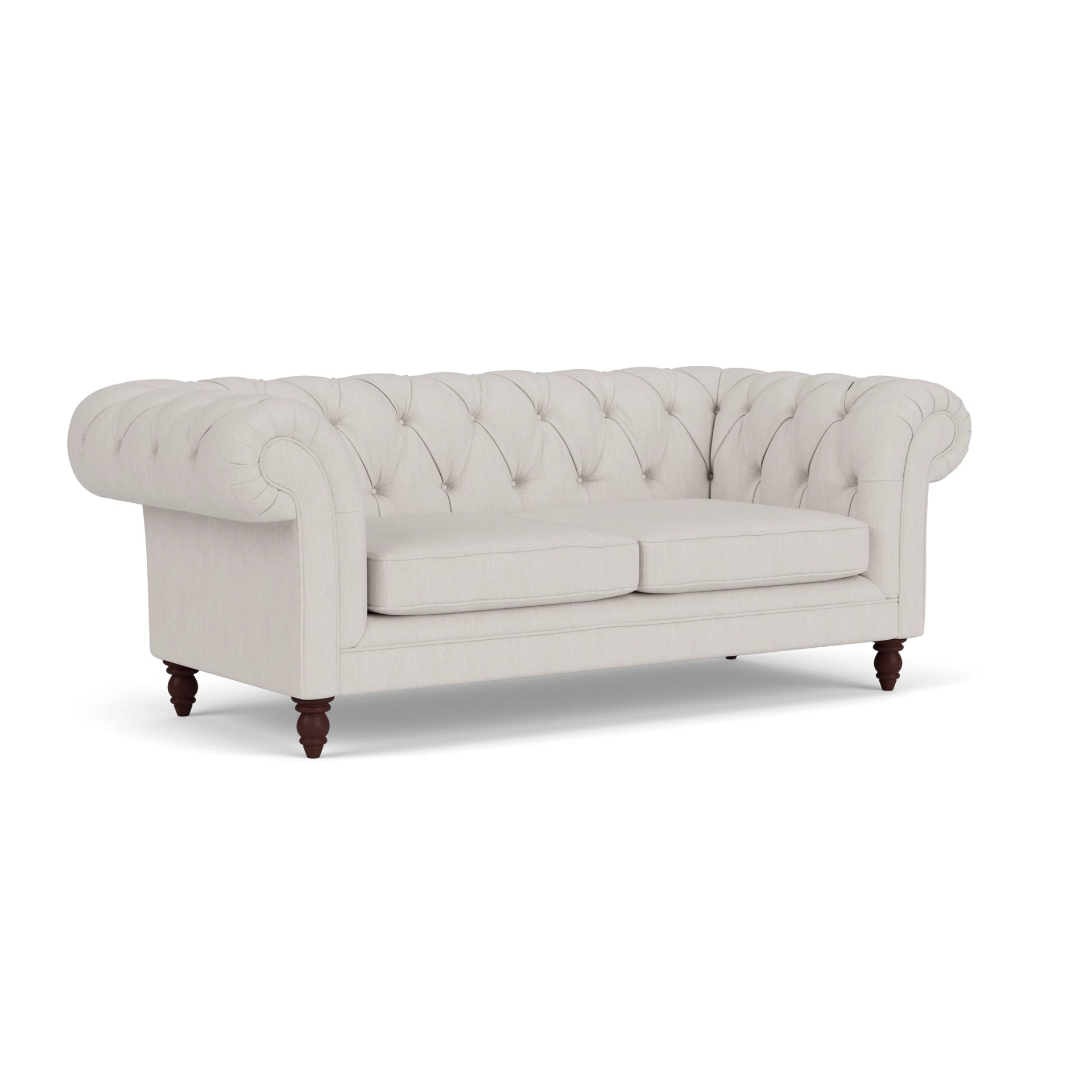 Harris Chesterfield Large 2 Seater Sofa in Luxury Italian Linen - Soft White with Light legs