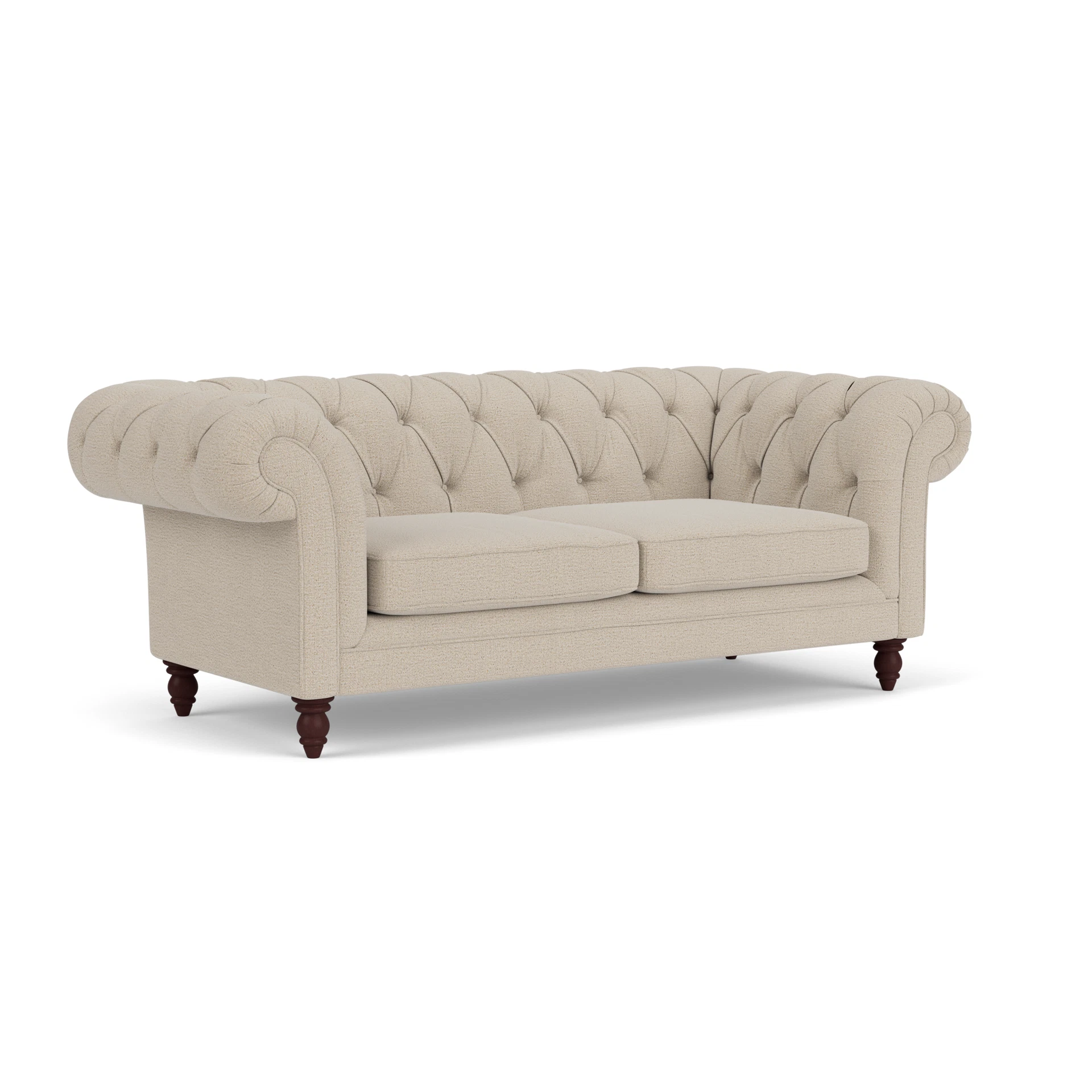 Harris Chesterfield Large 2 Seater Sofa in Rustic Weave - Natural with Light legs
