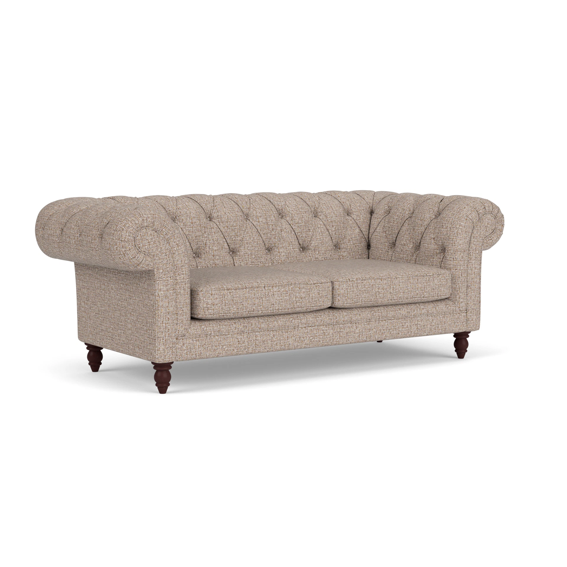 Harris Chesterfield Large 2 Seater Sofa in Textured Weave - Natural Mix with Light legs