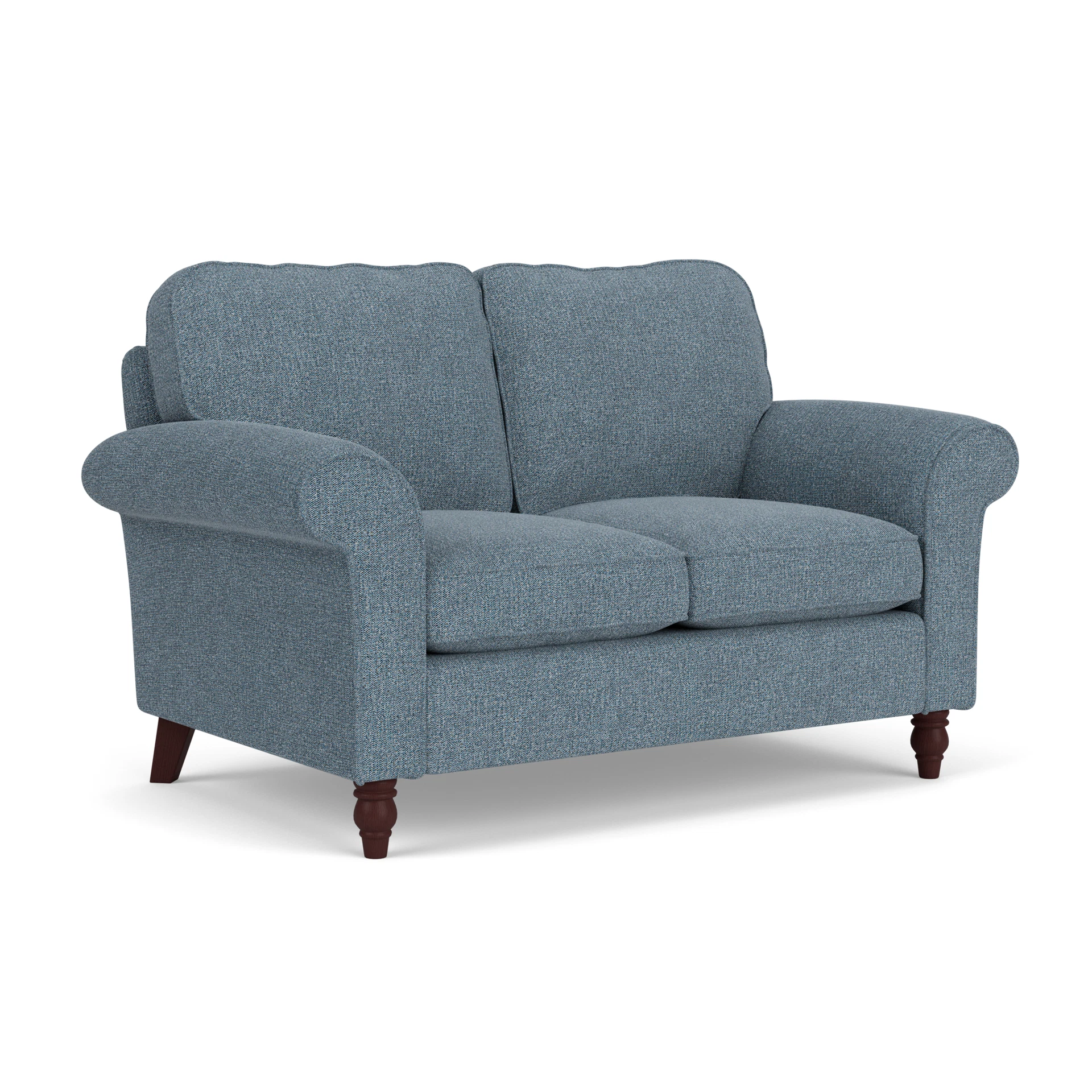 Hurley 2 Seater Sofa in Aquaclean Oxford - Mid Blue with Light legs