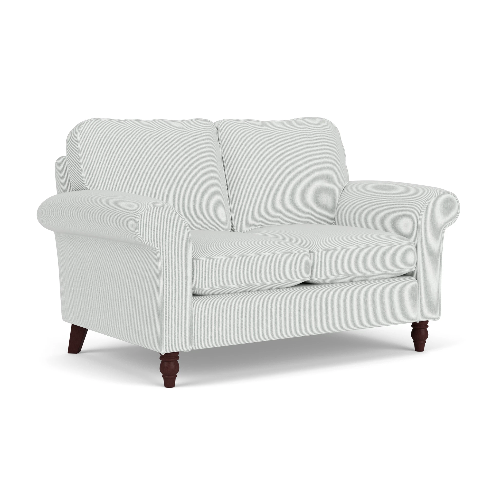 Hurley 2 Seater Sofa in Broadway Stripe - Duck Egg with Light legs