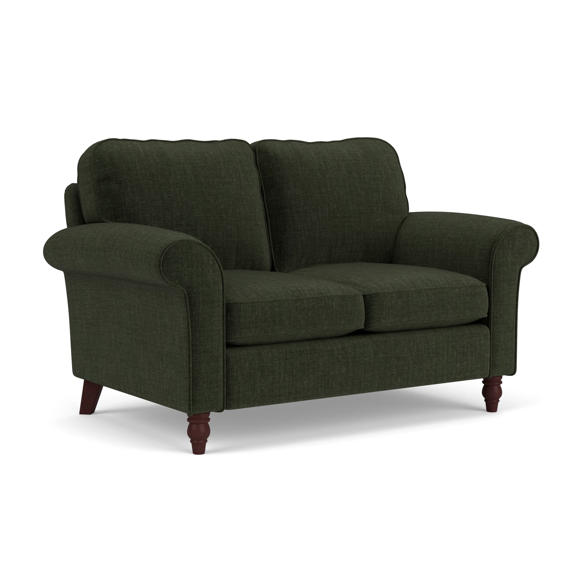 Hurley 2 Seater Sofa in Eco Chenille - Moss with Light legs
