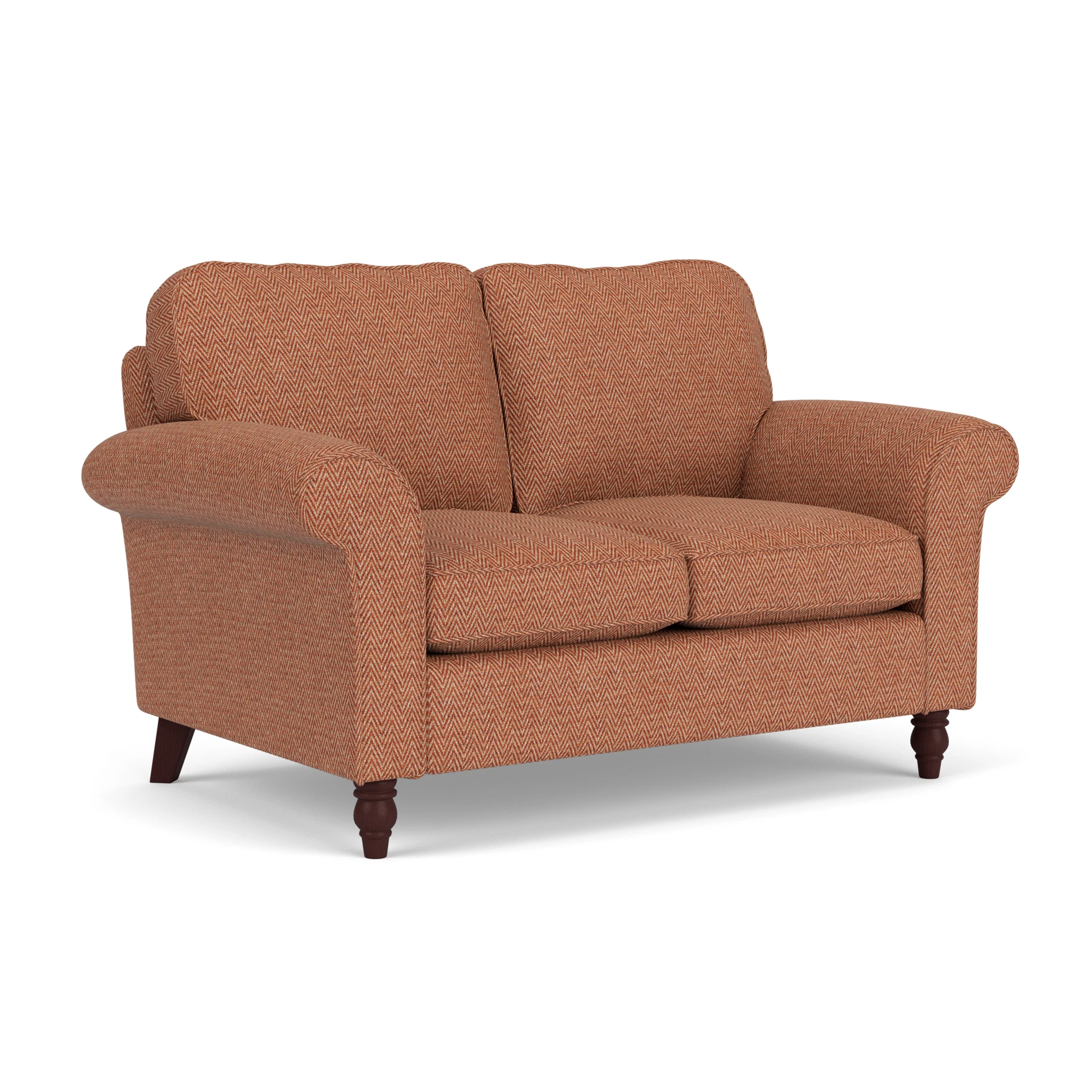 Hurley 2 Seater Sofa in Herringbone Weave - Brick with Light legs
