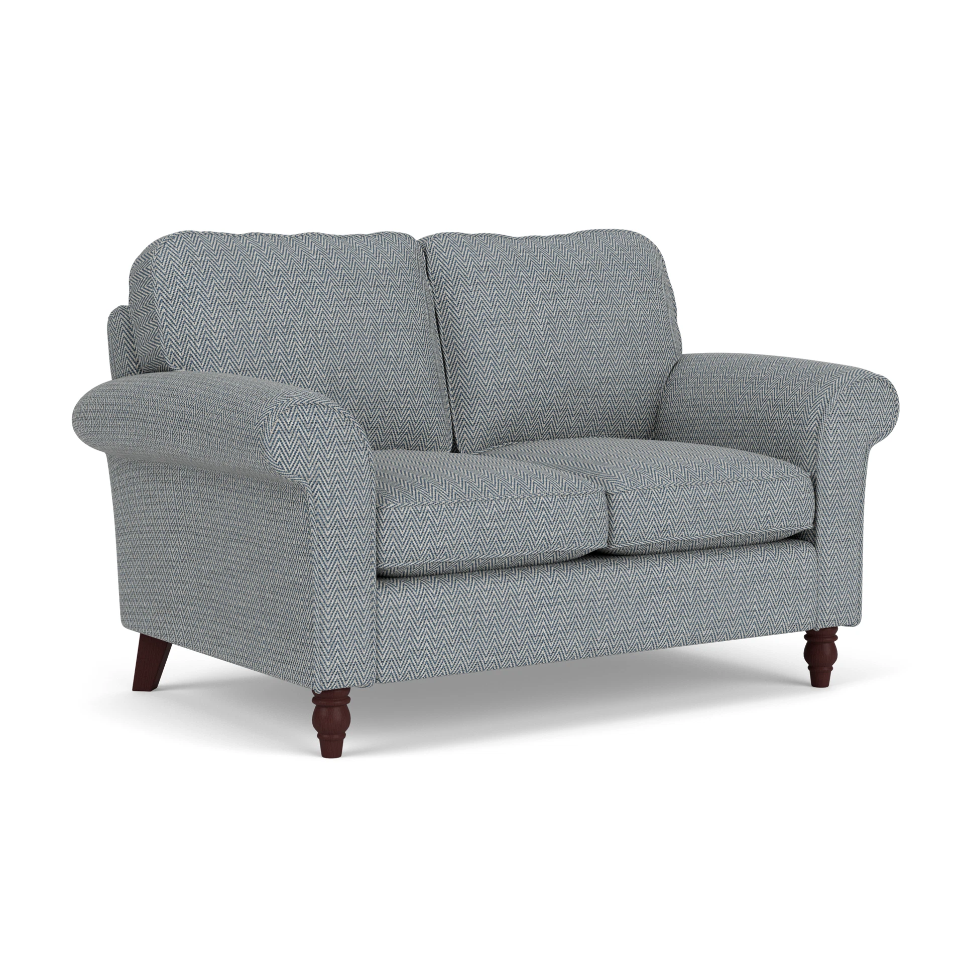 Hurley 2 Seater Sofa in Herringbone Weave - Navy with Light legs