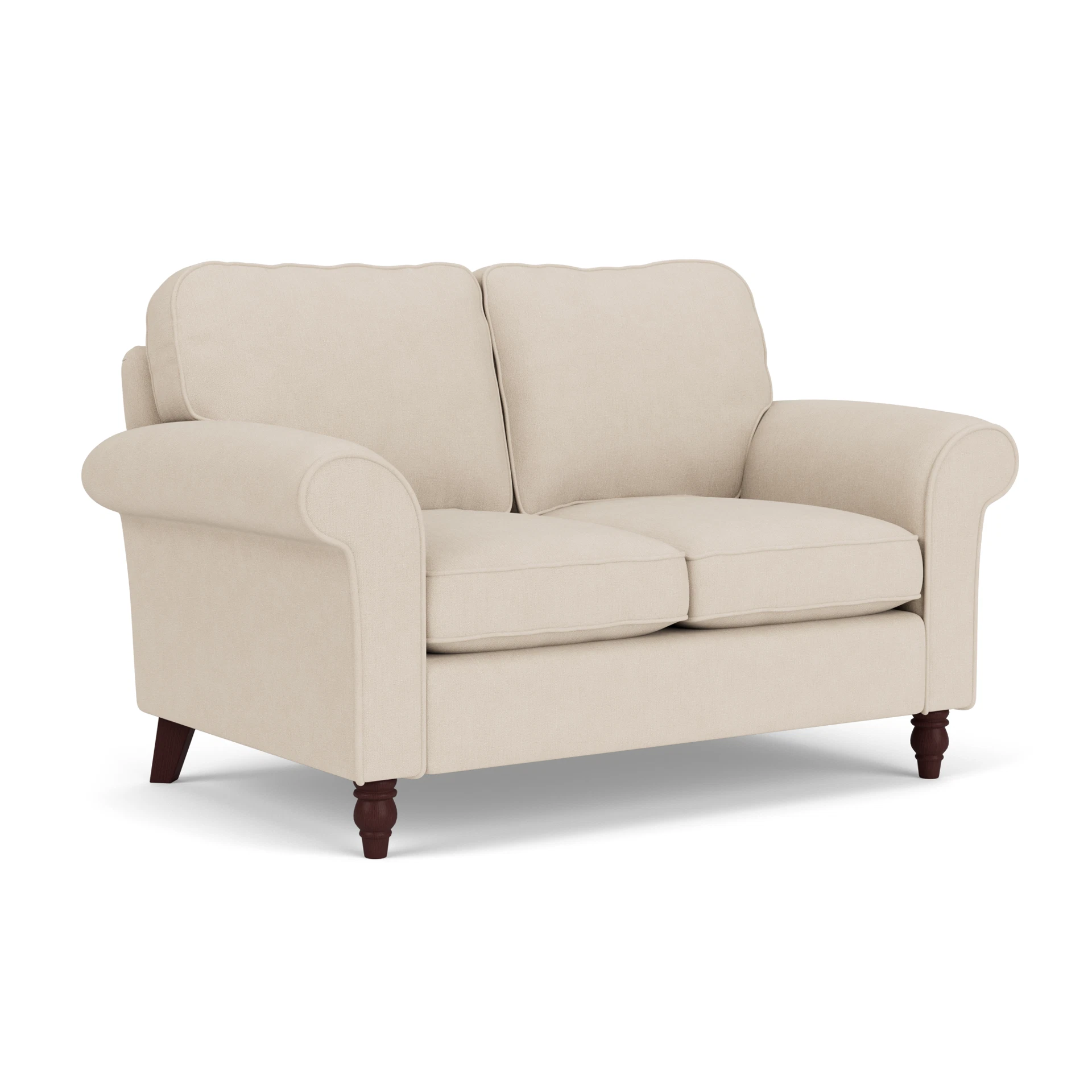 Hurley 2 Seater Sofa in House Linen Mix - Lily White with Light legs