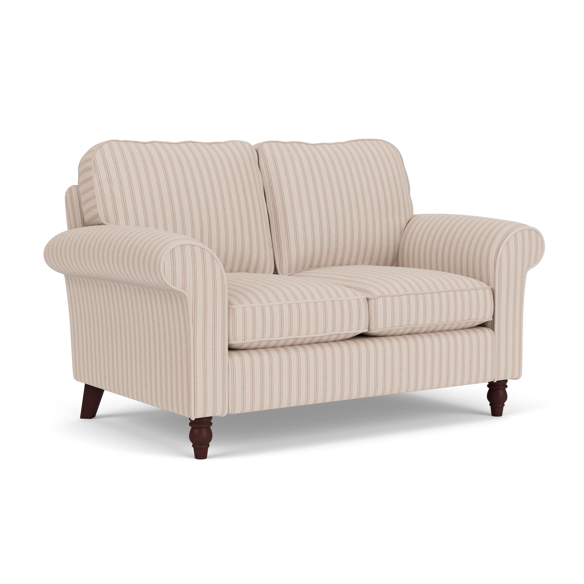 Hurley 2 Seater Sofa in Kingham Stripe - Flax with Light legs