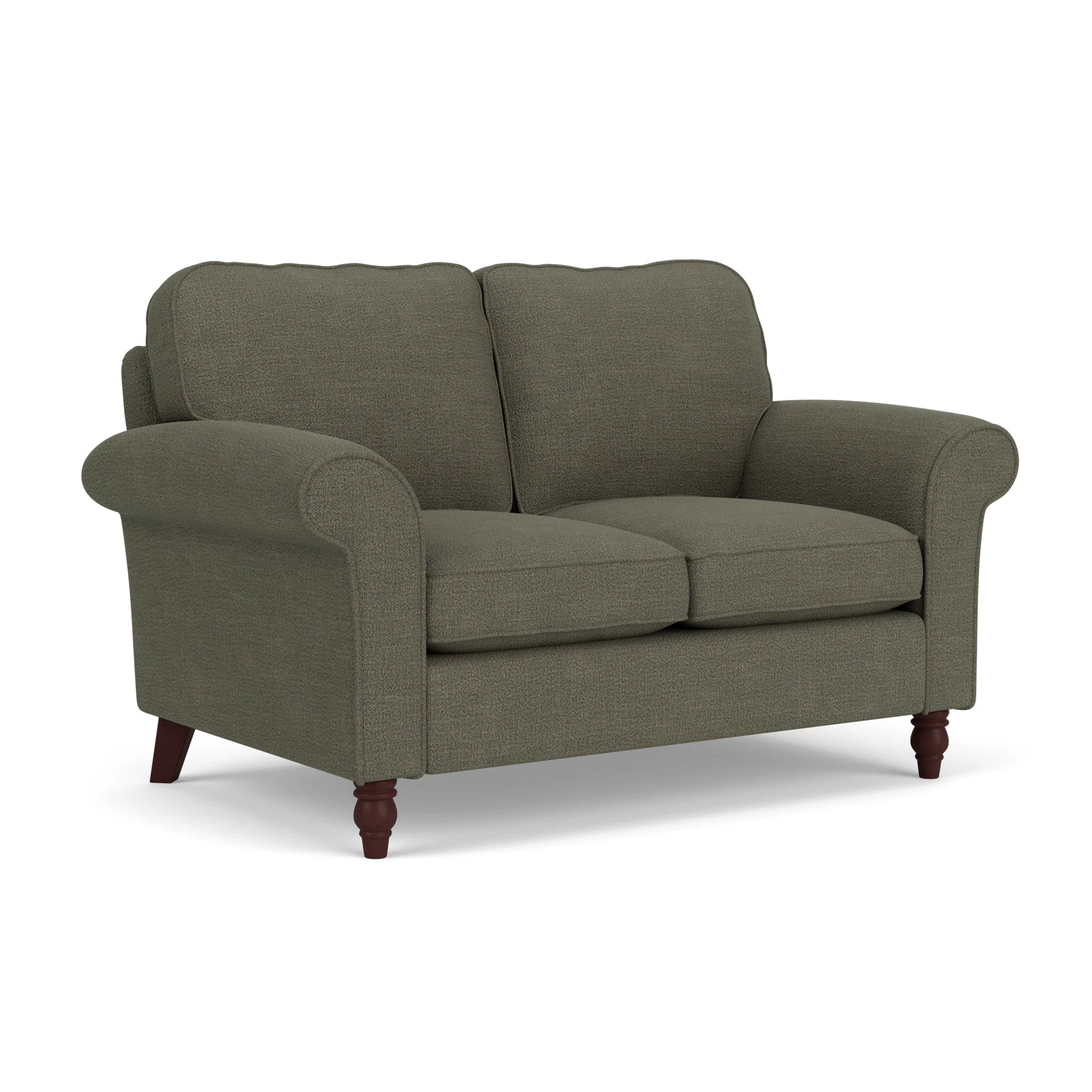 Hurley 2 Seater Sofa in Rustic Weave - Deep Forest with Light legs