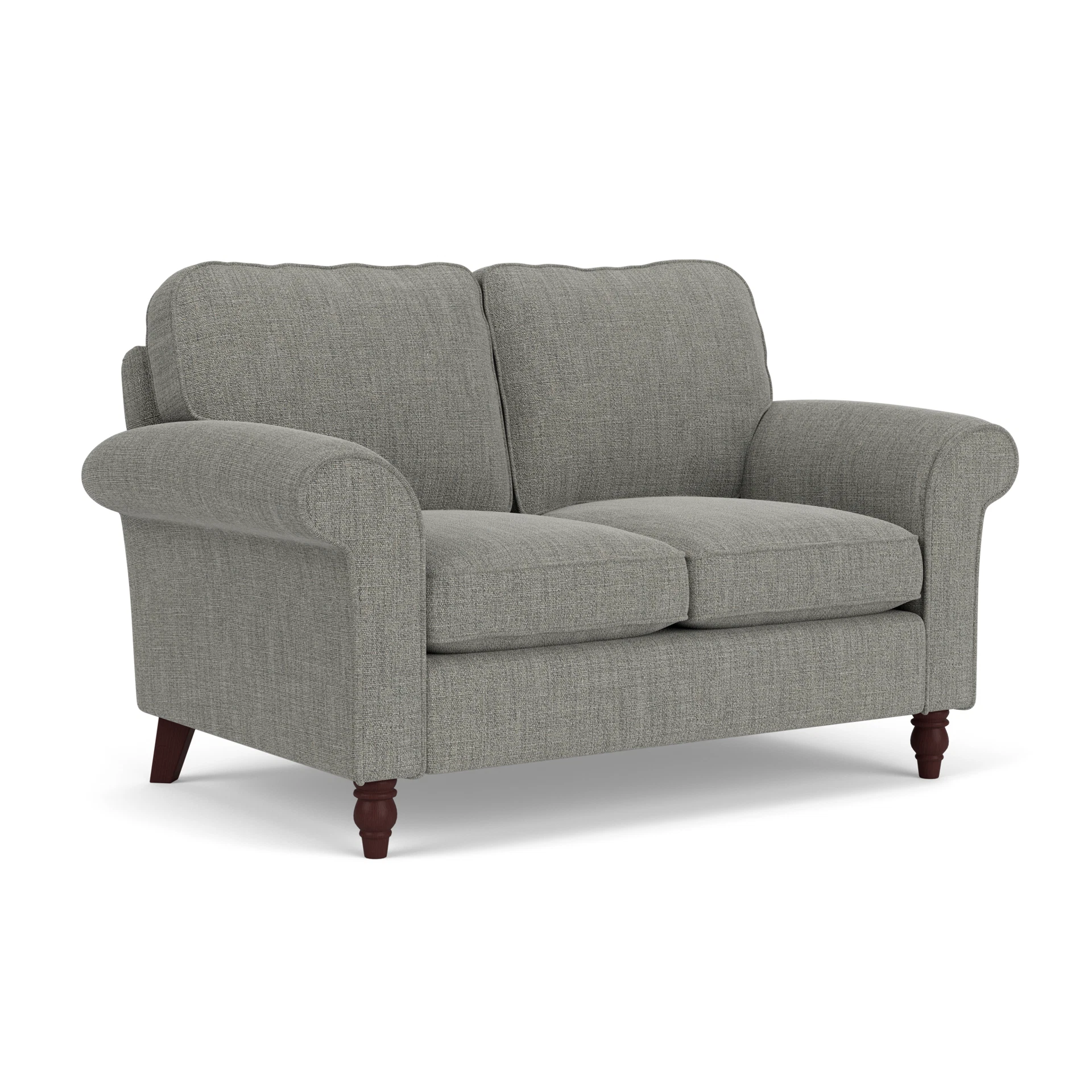 Hurley 2 Seater Sofa in Rustic Weave - Grey Marl with Light legs