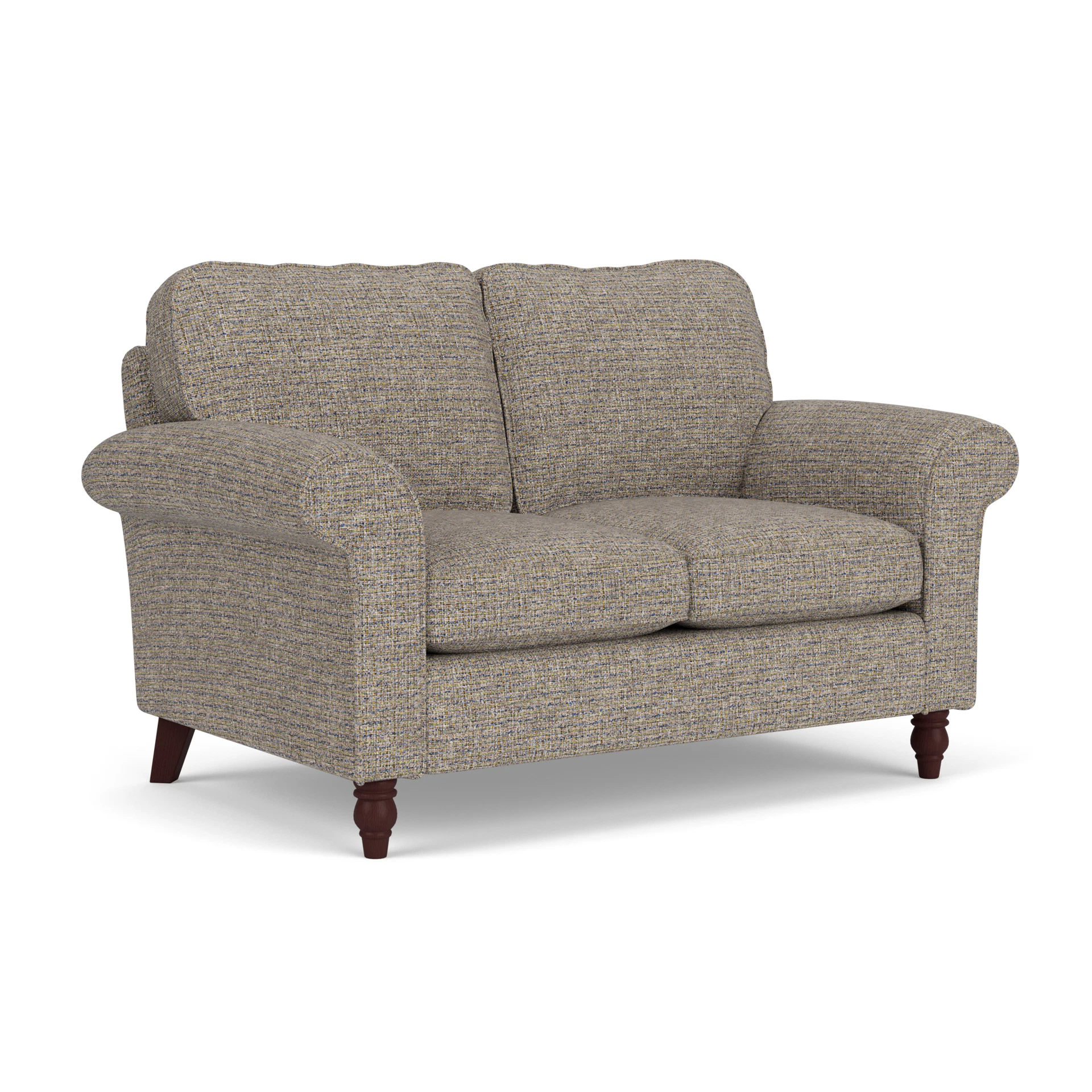 Hurley 2 Seater Sofa in Textured Weave - Shoreline Mix with Light legs