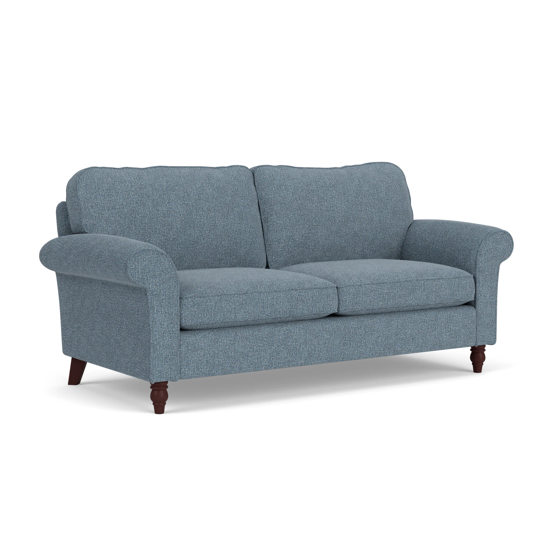 Hurley 3 Seater Sofa in Aquaclean Oxford - Mid Blue with Light legs