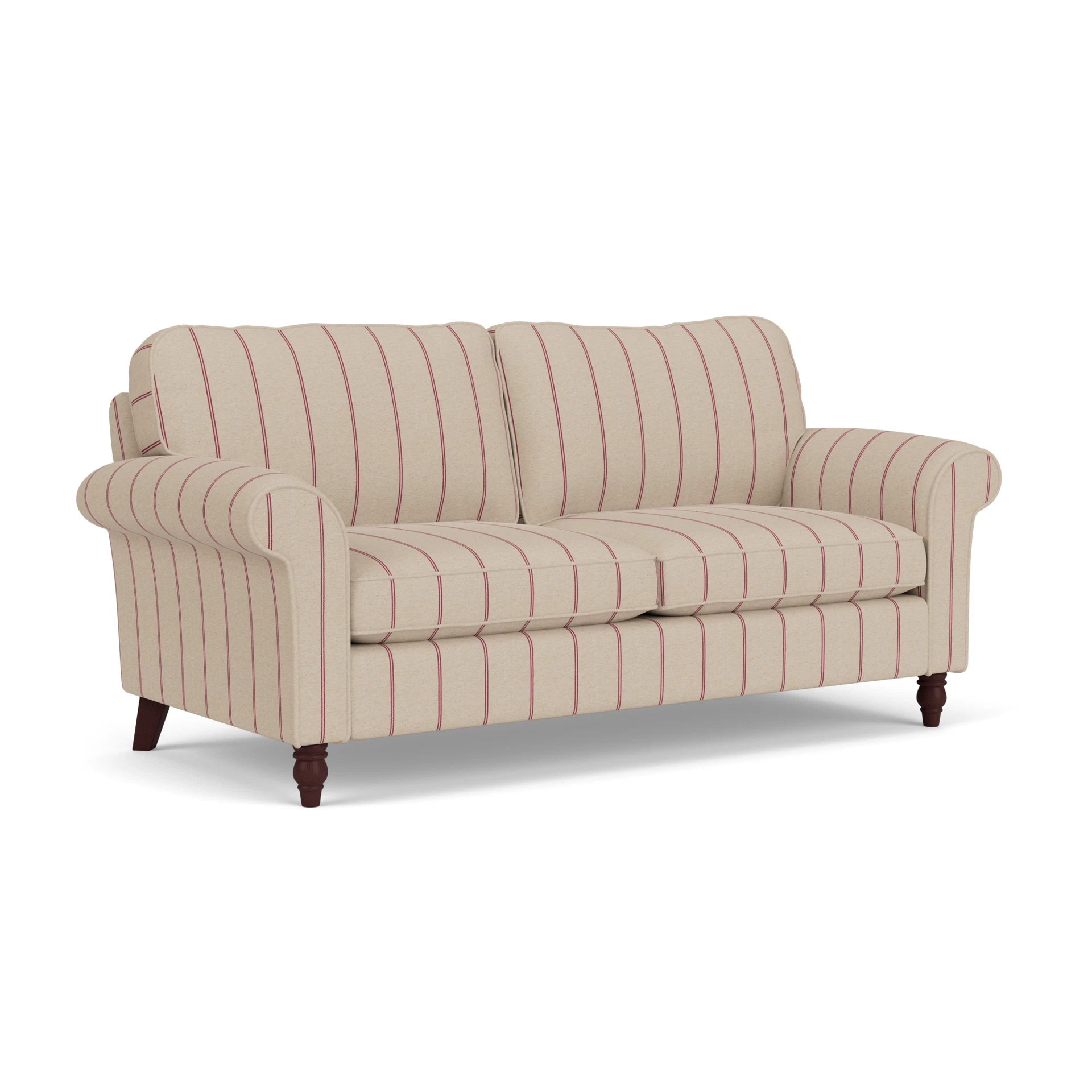 Hurley 3 Seater Sofa in Compton Stripe - Raspberry with Light legs