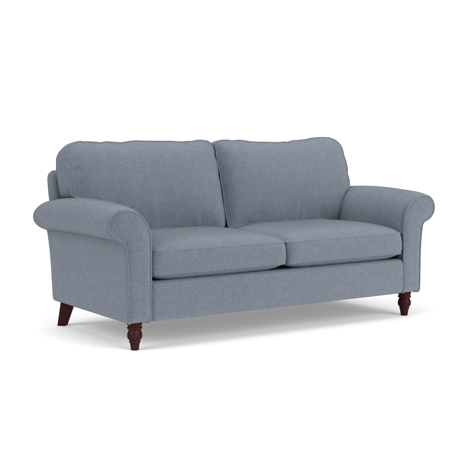 Hurley 3 Seater Sofa in Eco Herringbone - Navy with Light legs
