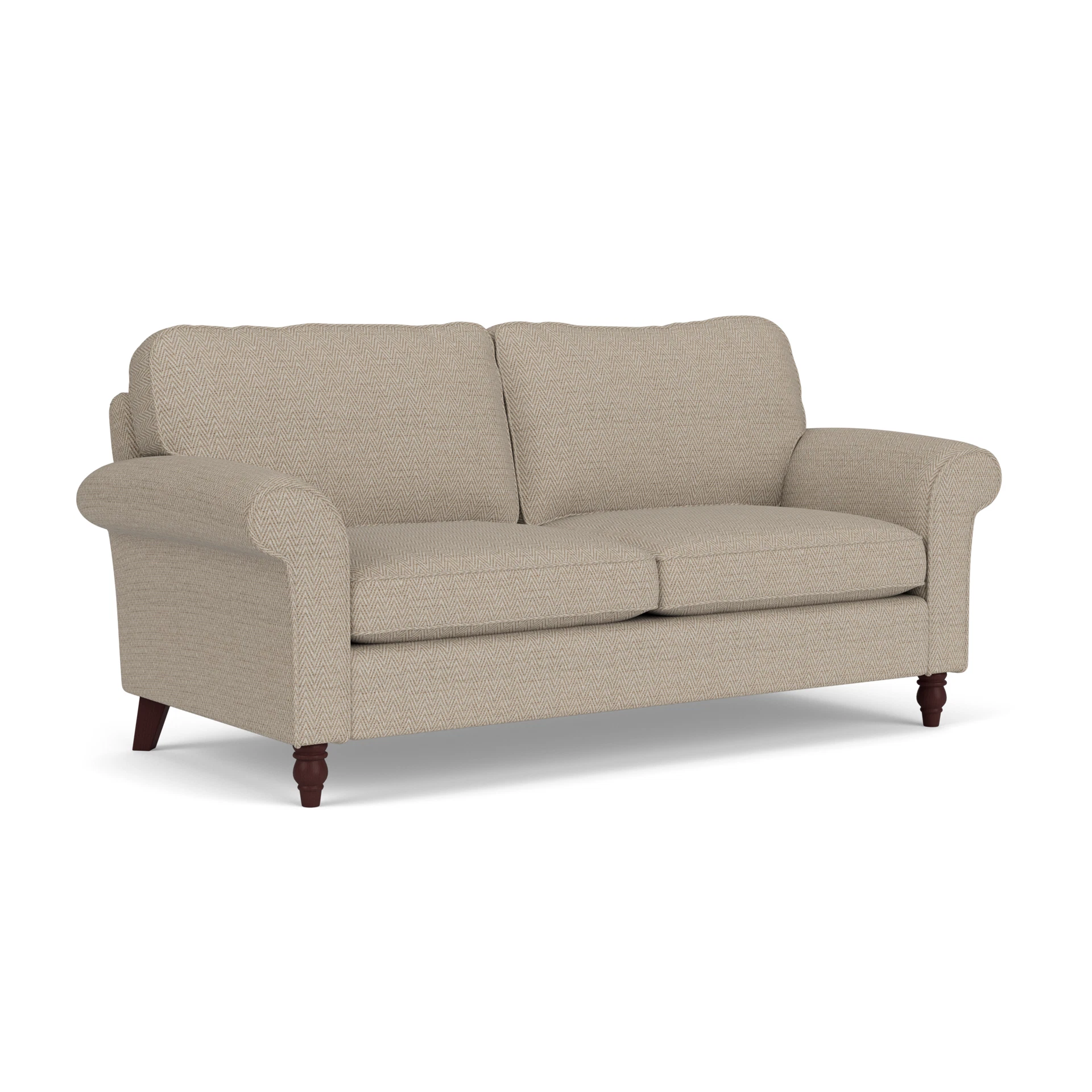 Hurley 3 Seater Sofa in Herringbone Weave - Natural with Light legs