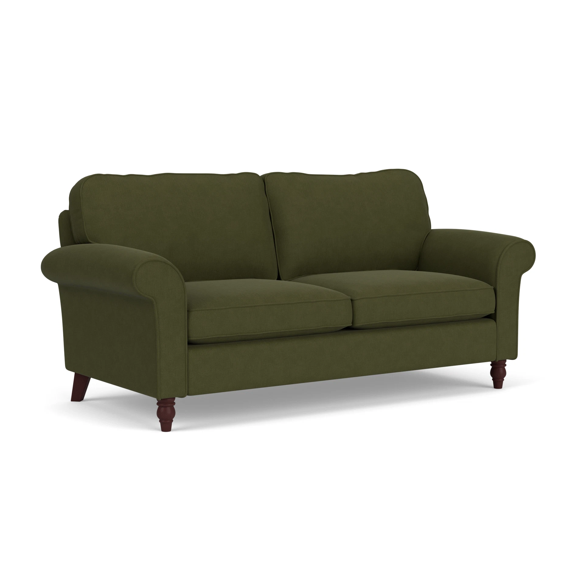 Hurley 3 Seater Sofa in House Linen Mix - Forest Green with Light legs