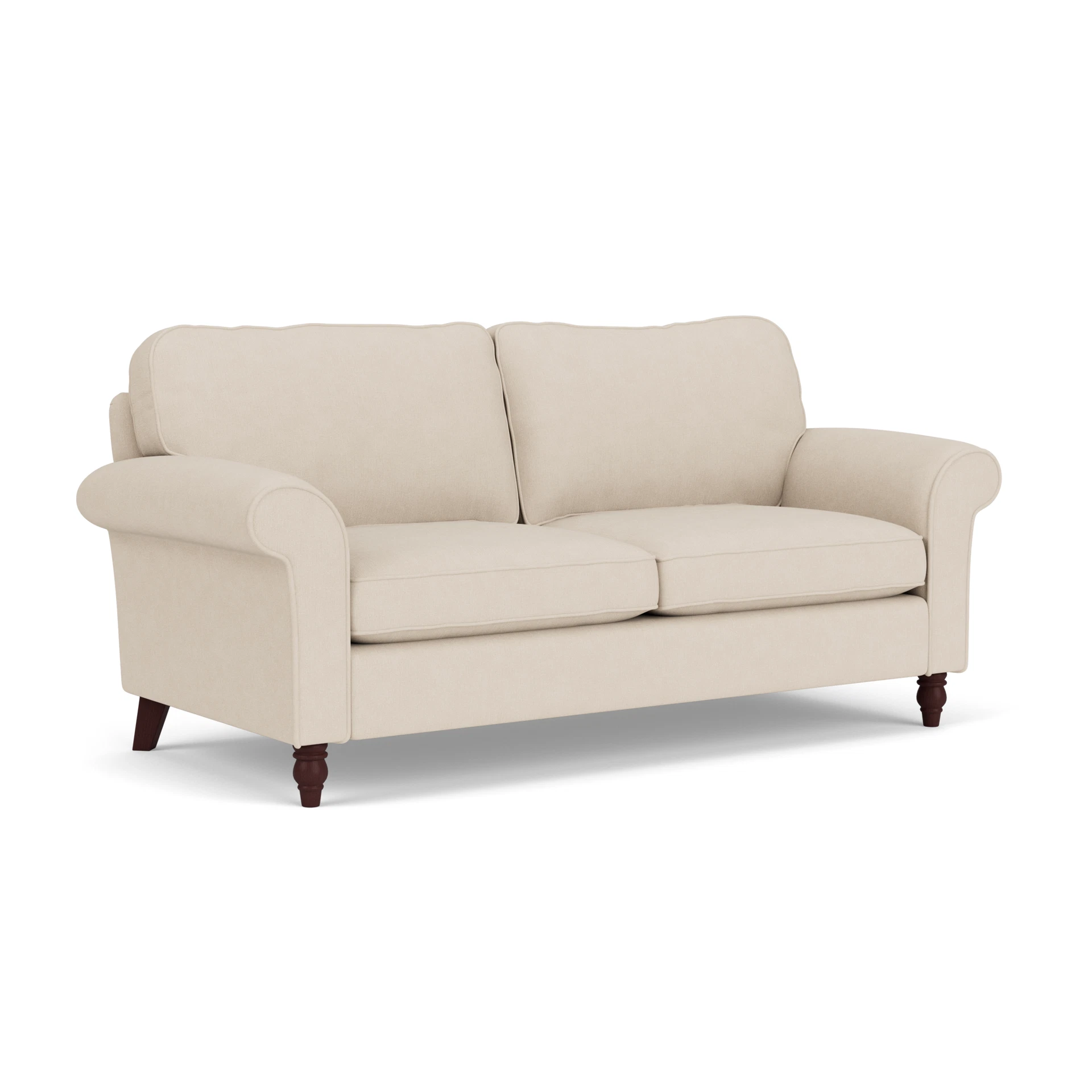 Hurley 3 Seater Sofa in House Linen Mix - Lily White with Light legs