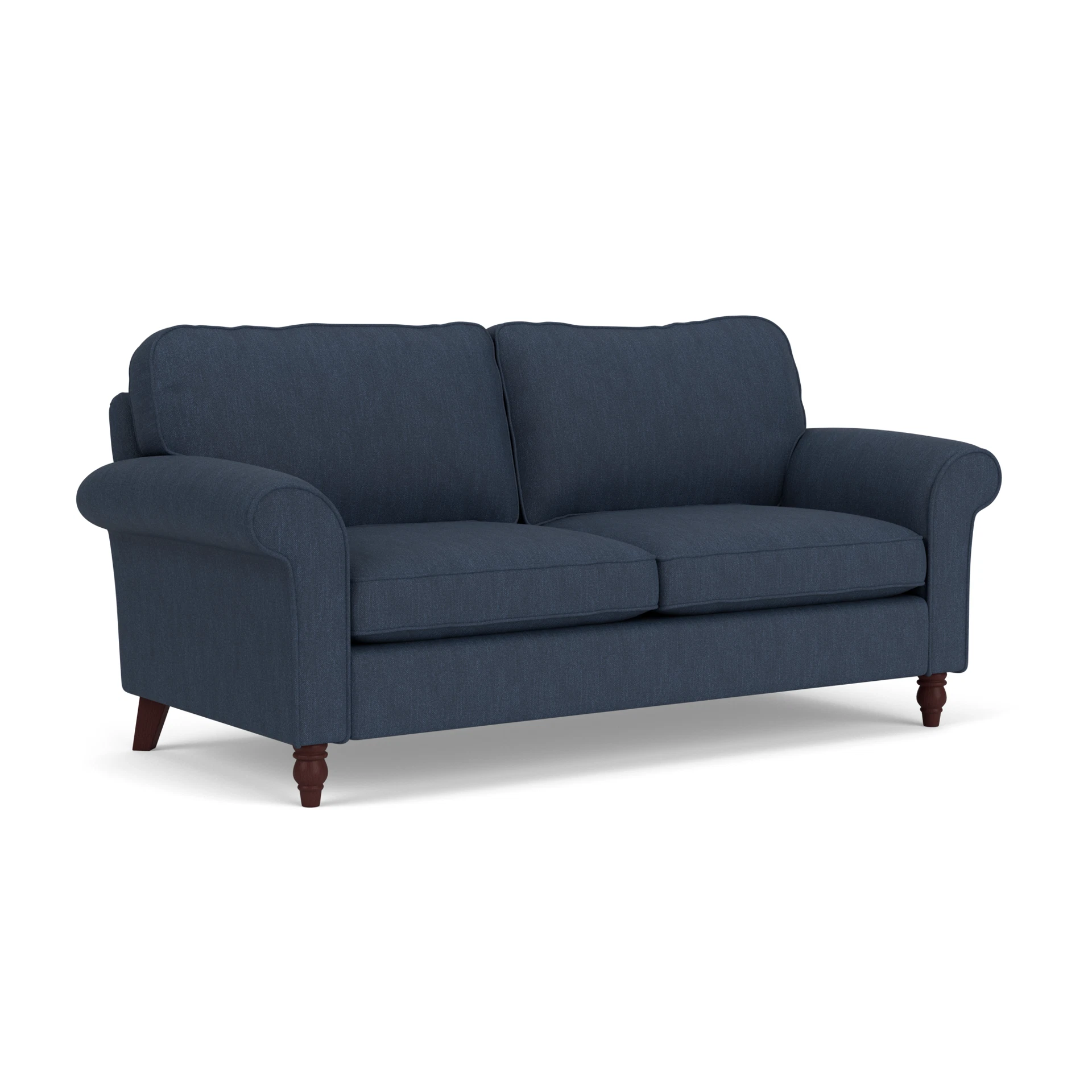 Hurley 3 Seater Sofa in Luxury Italian Linen - Indigo with Light legs