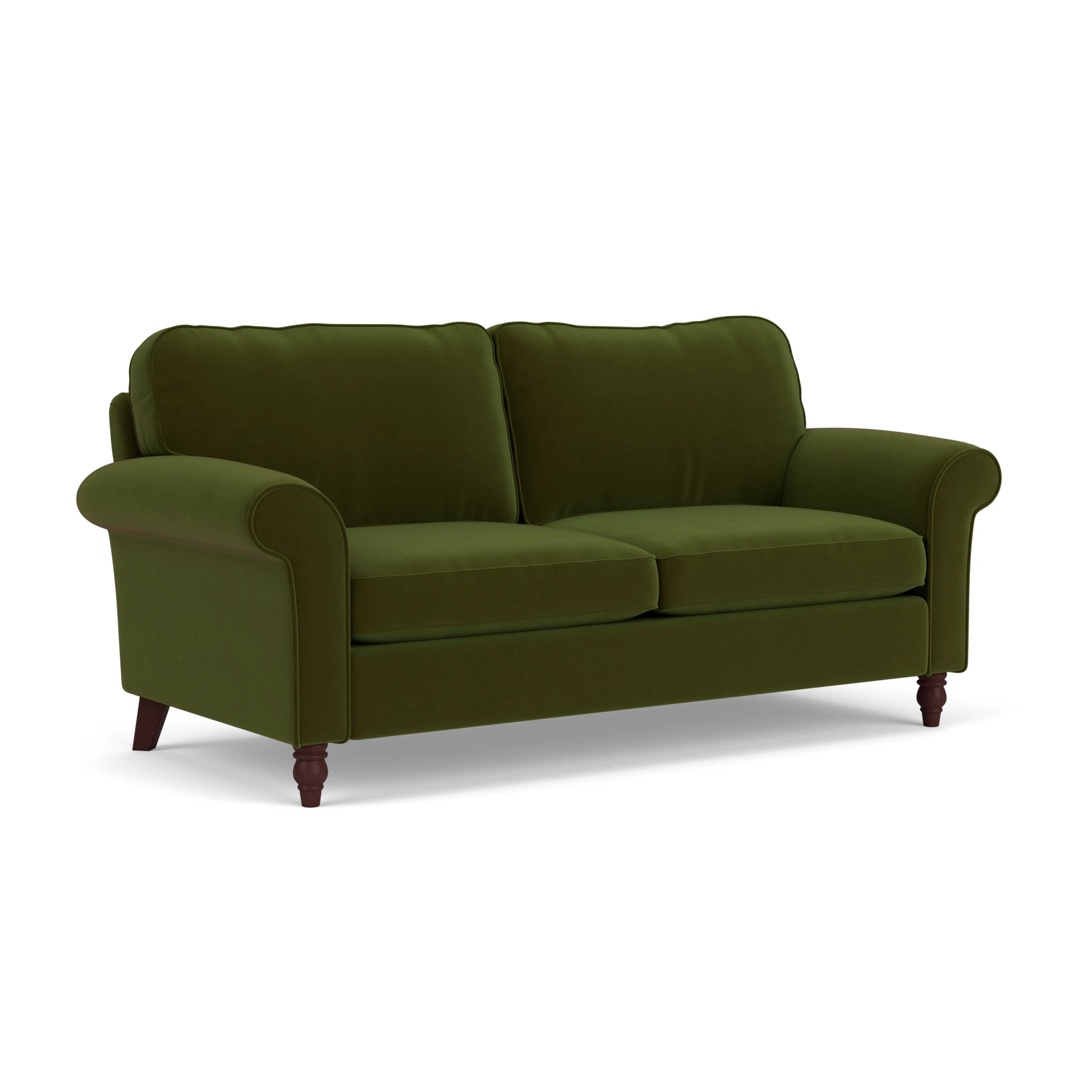 Hurley 3 Seater Sofa in Matt Velvet - Forest Green with Light legs