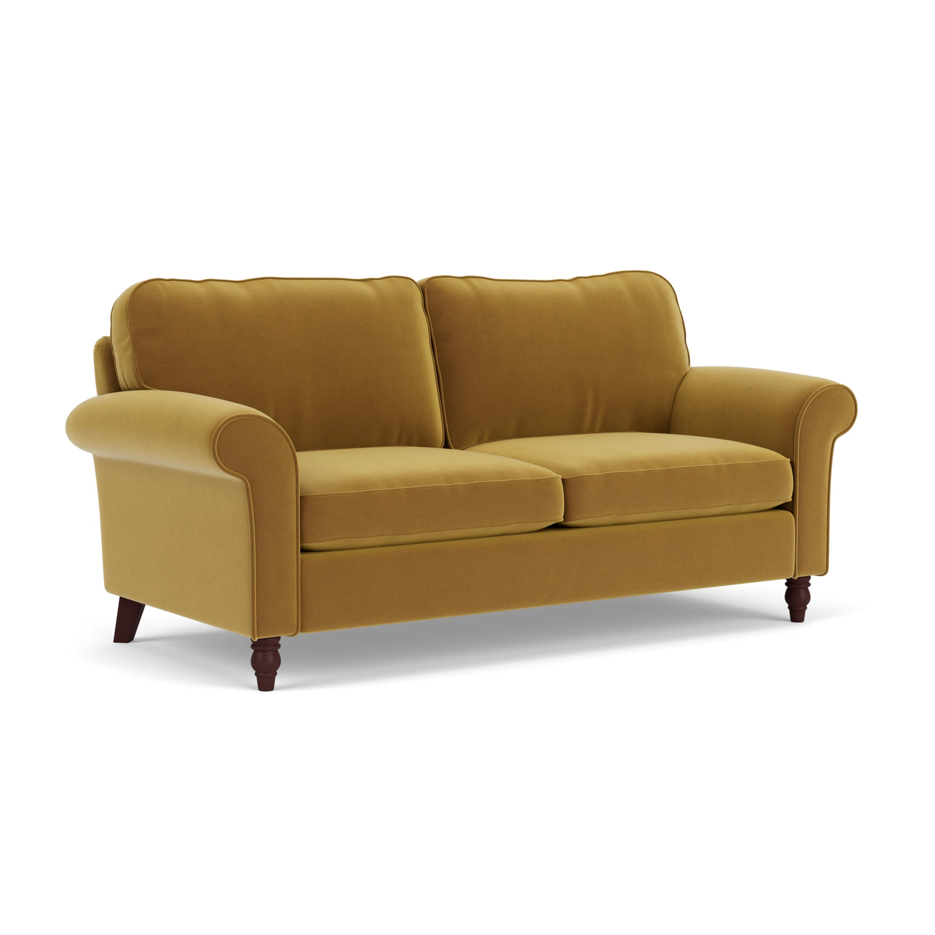 Hurley 3 Seater Sofa in Matt Velvet - Mustard with Light legs
