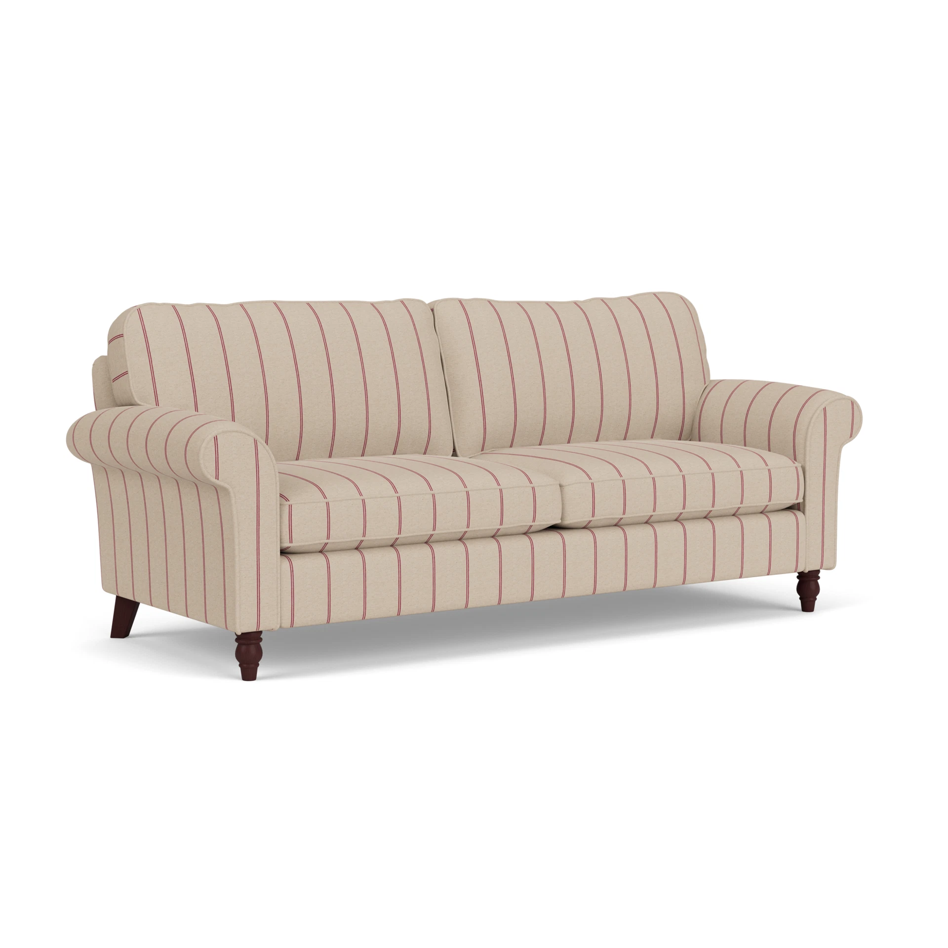 Hurley 4 Seater Sofa in Compton Stripe - Raspberry with Light legs