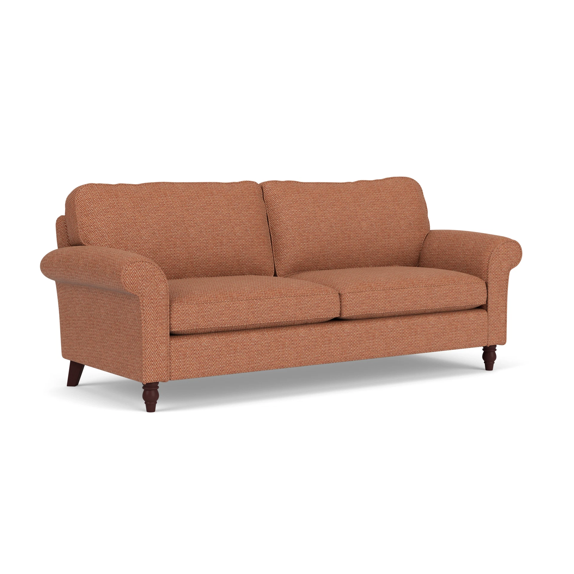 Hurley 4 Seater Sofa in Herringbone Weave - Brick with Light legs