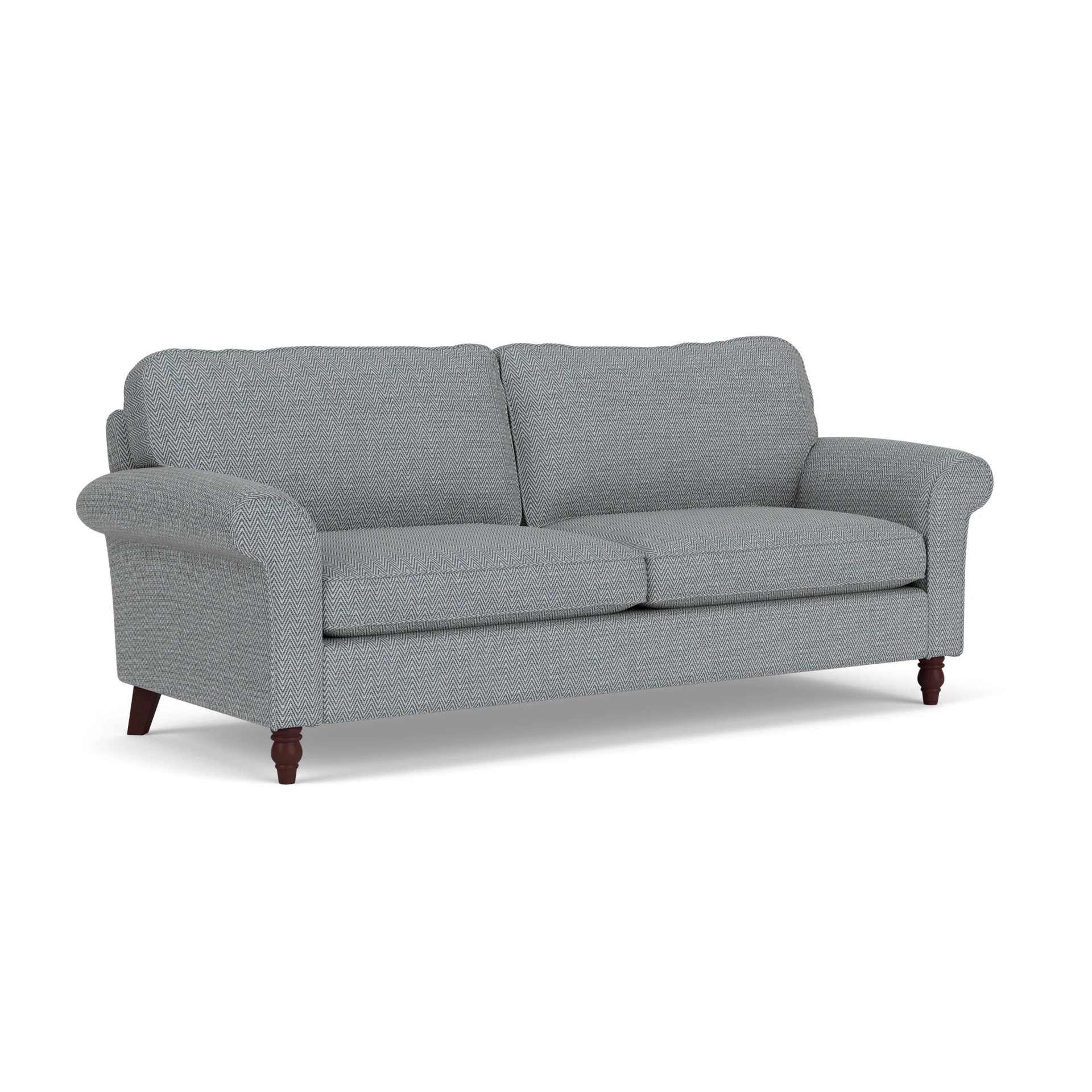 Hurley 4 Seater Sofa in Herringbone Weave - Navy with Light legs