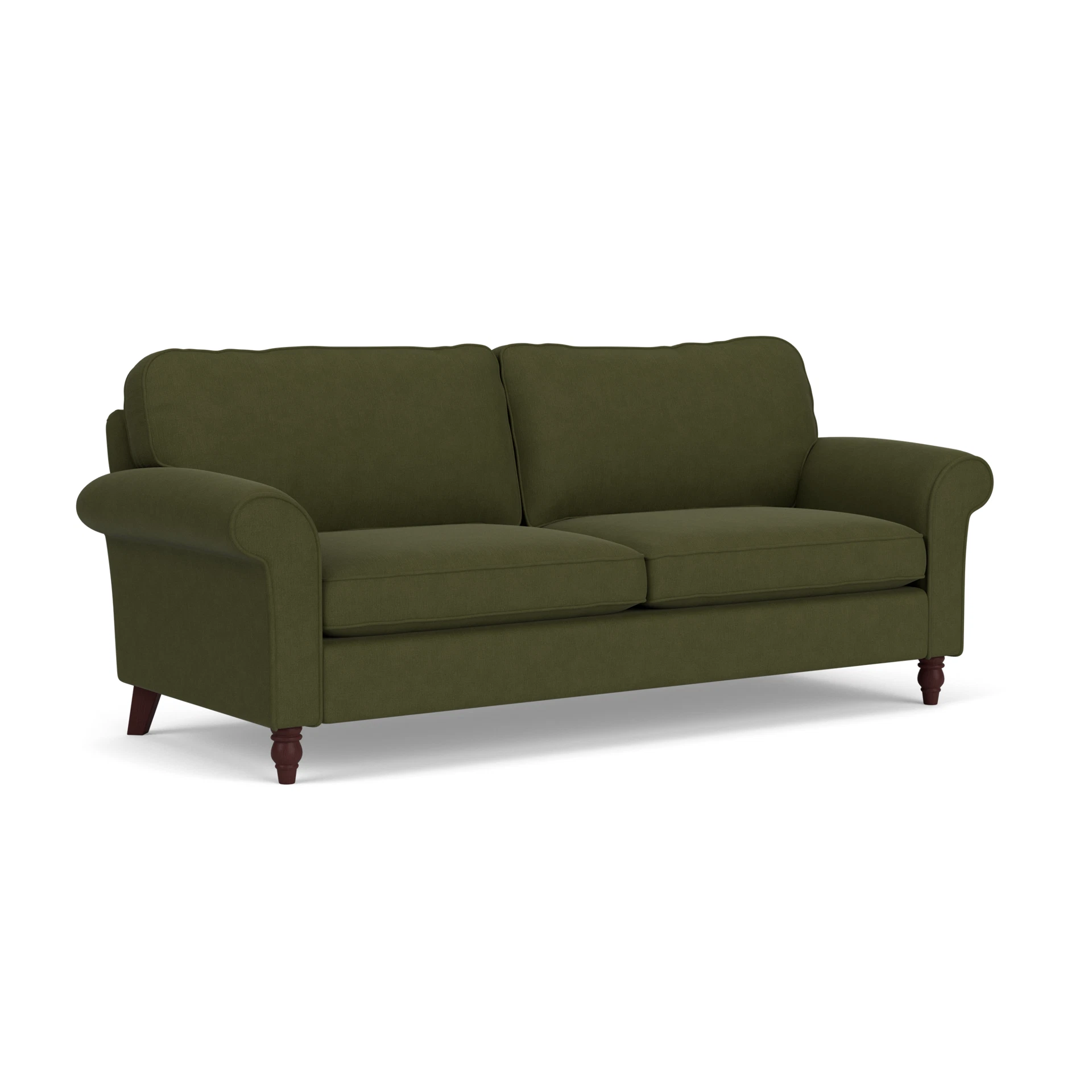 Hurley 4 Seater Sofa in House Linen Mix - Forest Green with Light legs