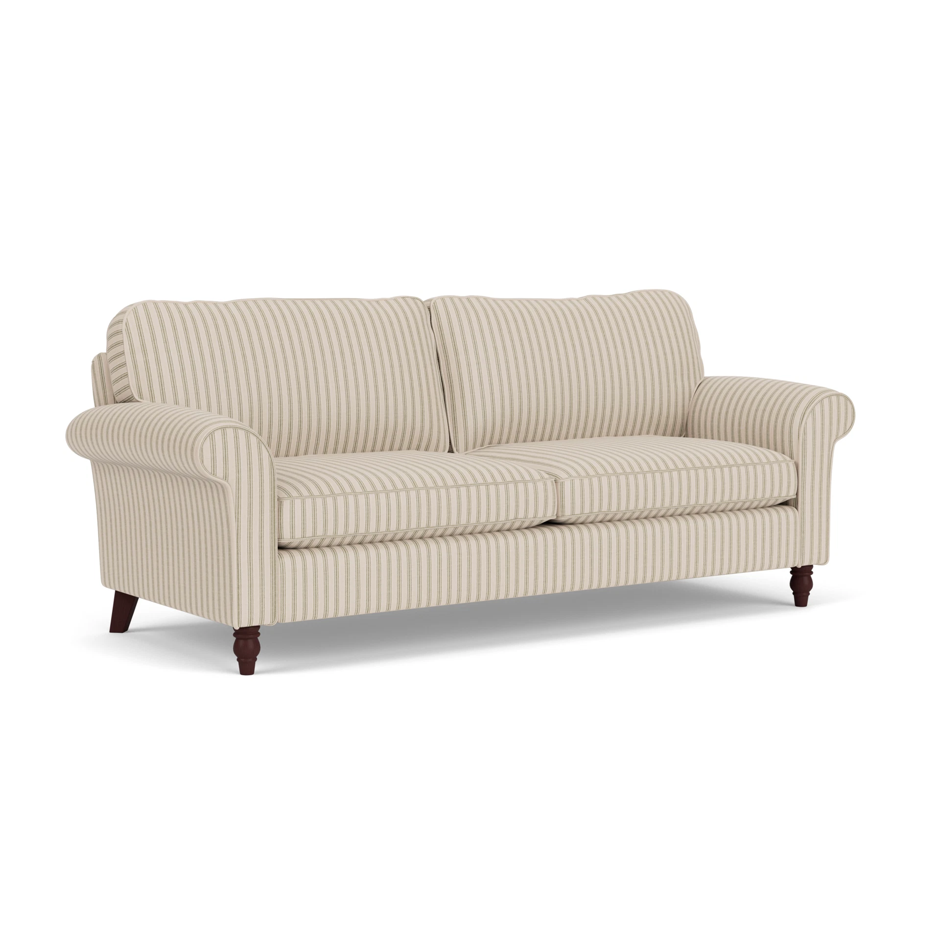 Hurley 4 Seater Sofa in Kingham Stripe - Sage with Light legs
