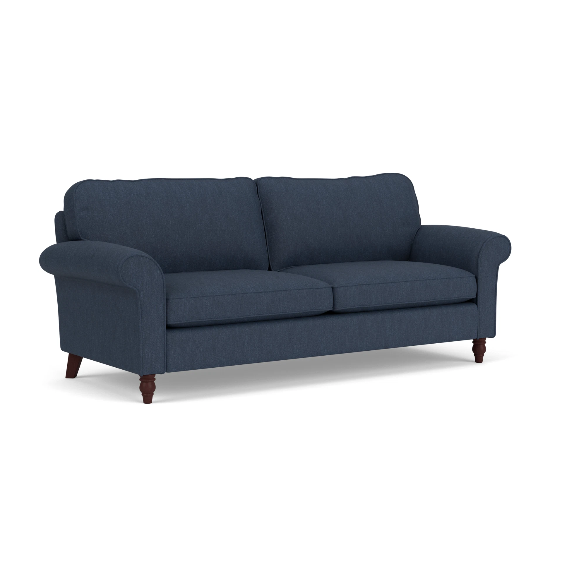 Hurley 4 Seater Sofa in Luxury Italian Linen - Indigo with Light legs