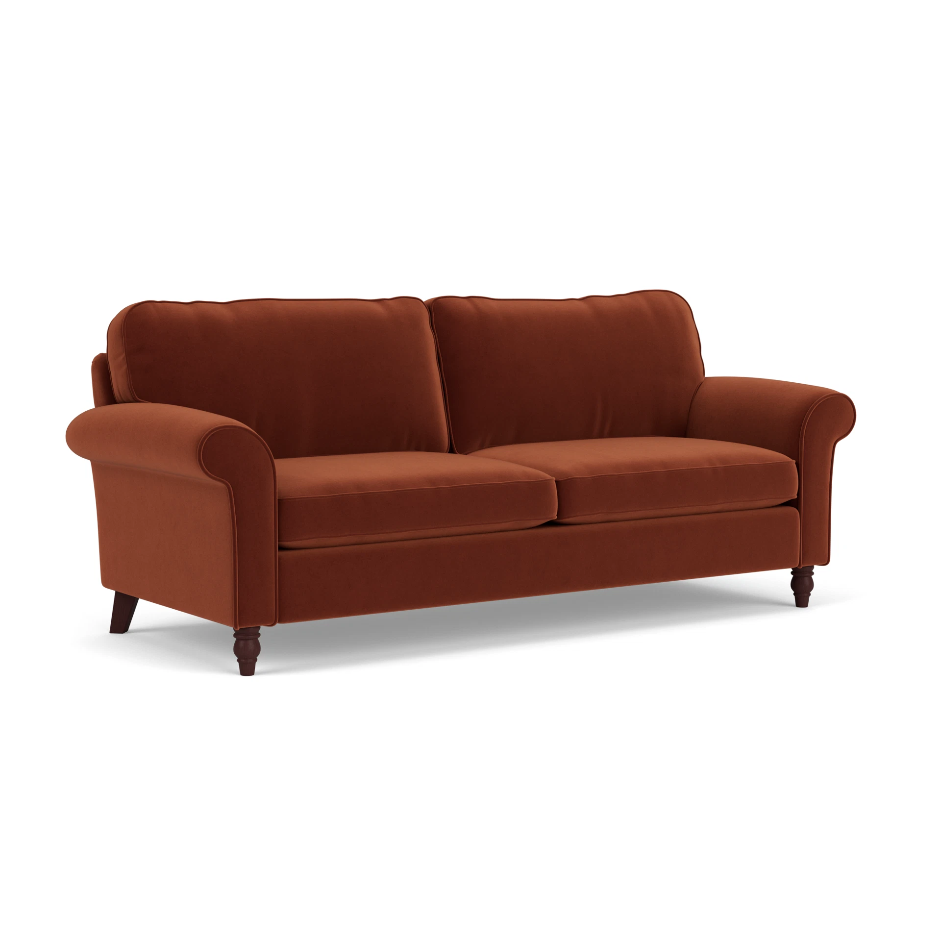 Hurley 4 Seater Sofa in Matt Velvet - Brick with Light legs