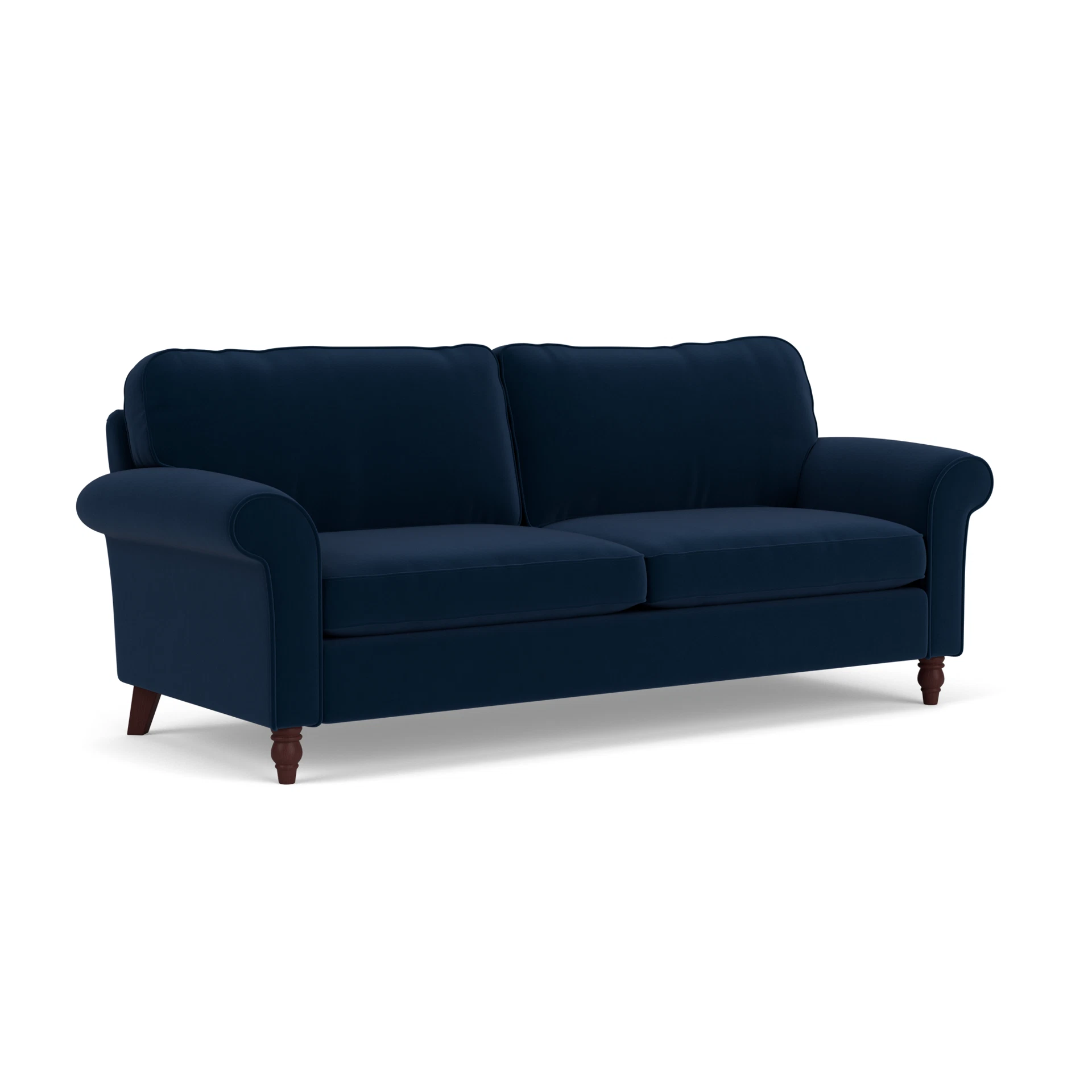 Hurley 4 Seater Sofa in Matt Velvet - Deep Blue with Light legs