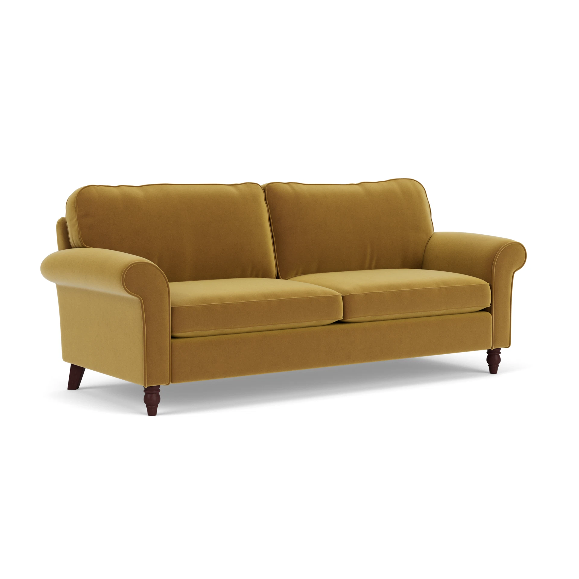 Hurley 4 Seater Sofa in Matt Velvet - Mustard with Light legs