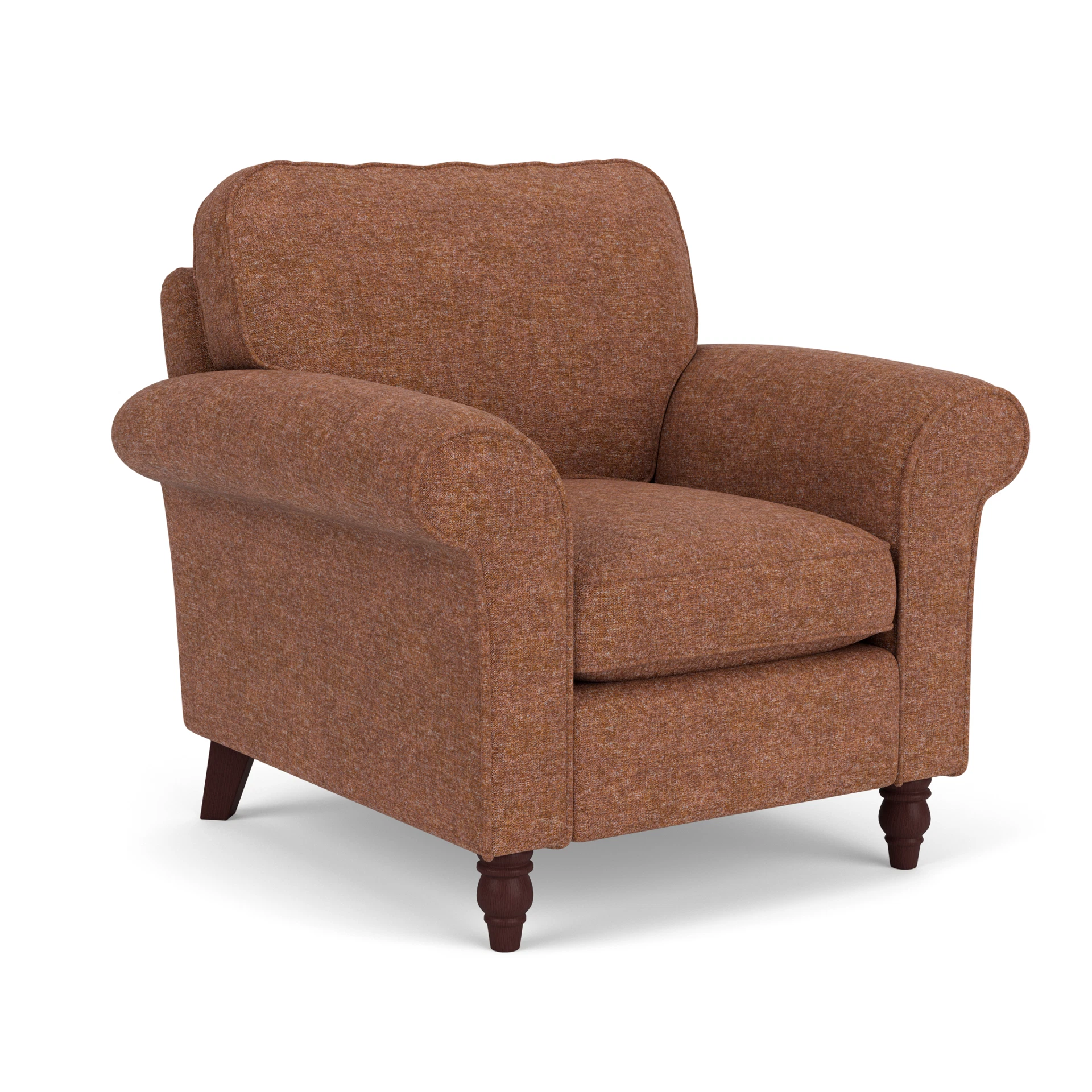 Hurley Armchair in Aquaclean Oxford - Brick Marl with Light legs