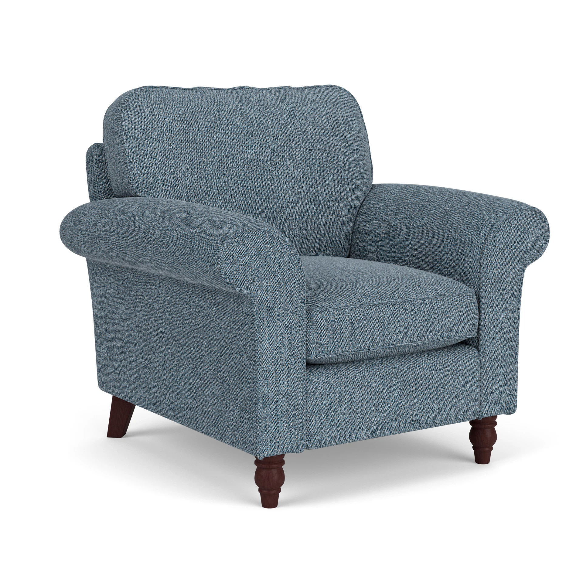 Hurley Armchair in Aquaclean Oxford - Mid Blue with Light legs